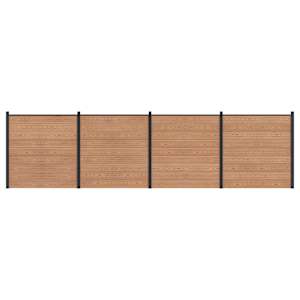 Komplet ograj 4 pcs 699 x 186 cm WPC in aluminij Rjava