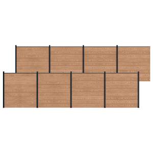 Komplet ograj 8 pcs 1391 x 186 cm WPC in aluminij Rjava