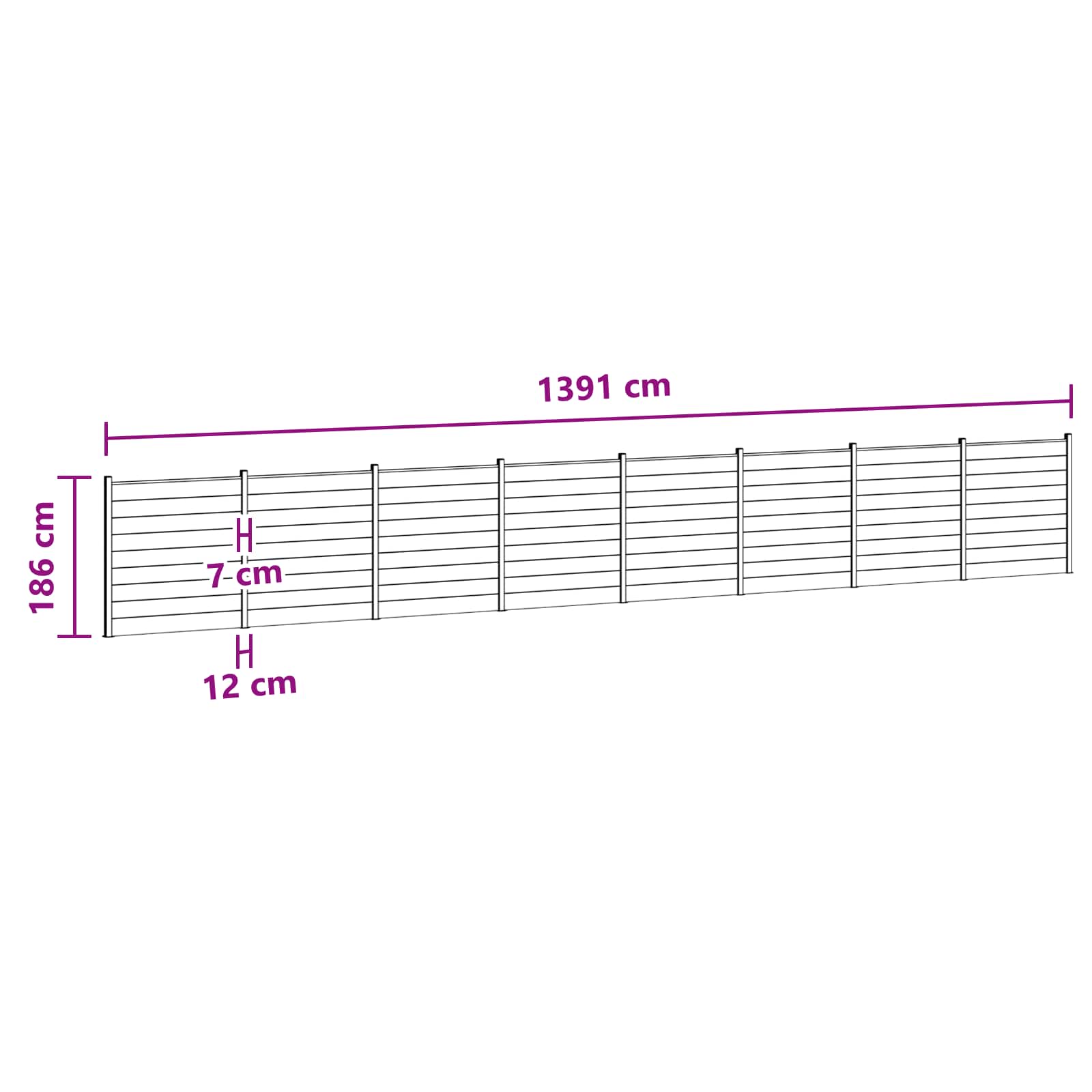 Komplet ograj 8 pcs 1391 x 186 cm WPC in aluminij Rjava - slika 8