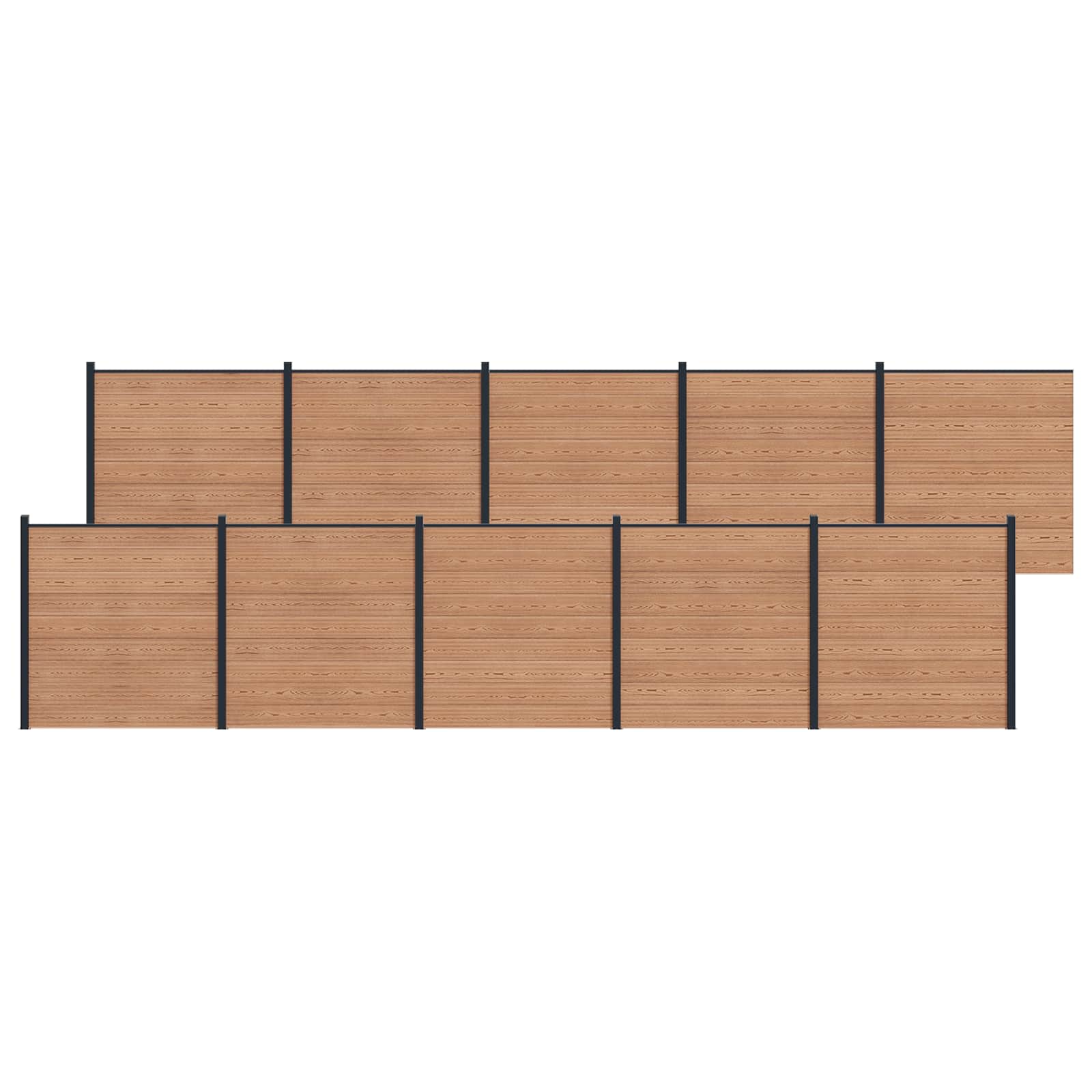 vidaXL Panou de Gardă 10 pcs WPC și Aluminiu Maro