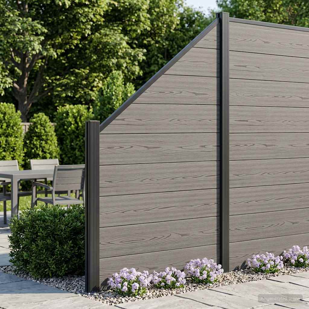 vidaXL Plošča ograje 9 pcs WPC in aluminij Siva