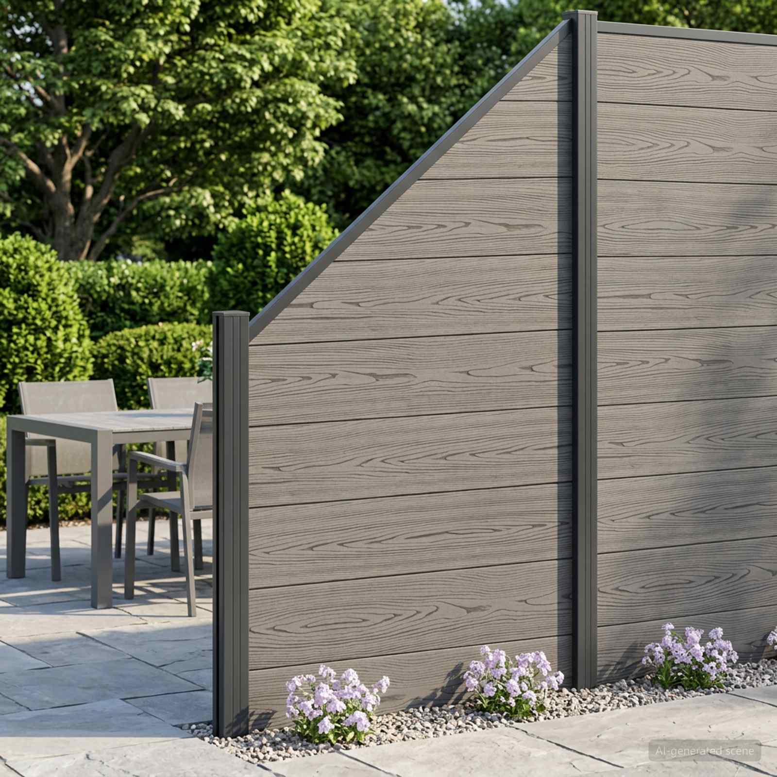 vidaXL Plošča ograje 10 pcs WPC in aluminij Siva