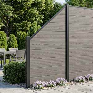 Komplet ograj 10 pcs 1657 x 186 cm WPC in aluminij Siva
