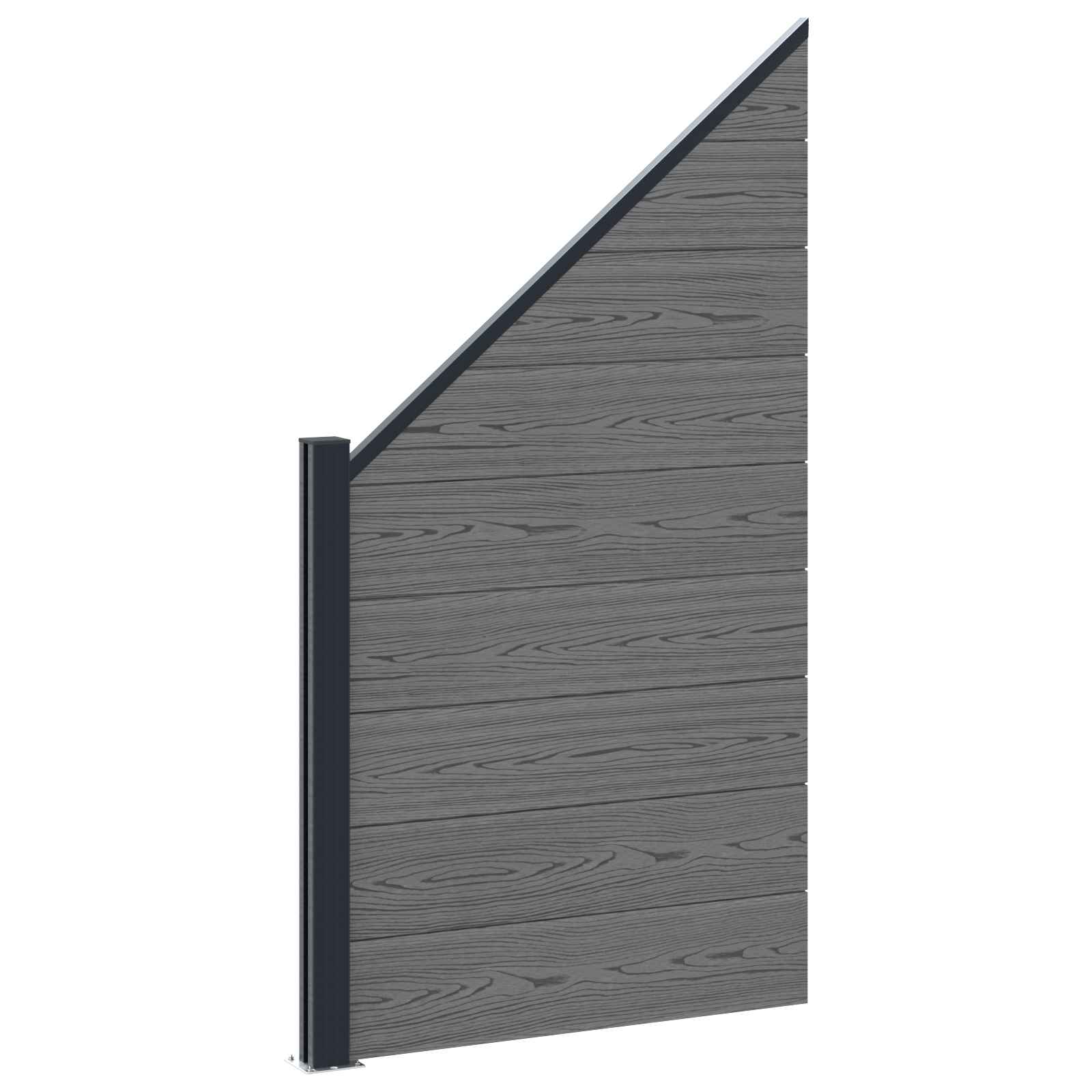 Komplet ograj 10 pcs 1657 x 186 cm WPC in aluminij Siva - slika 5