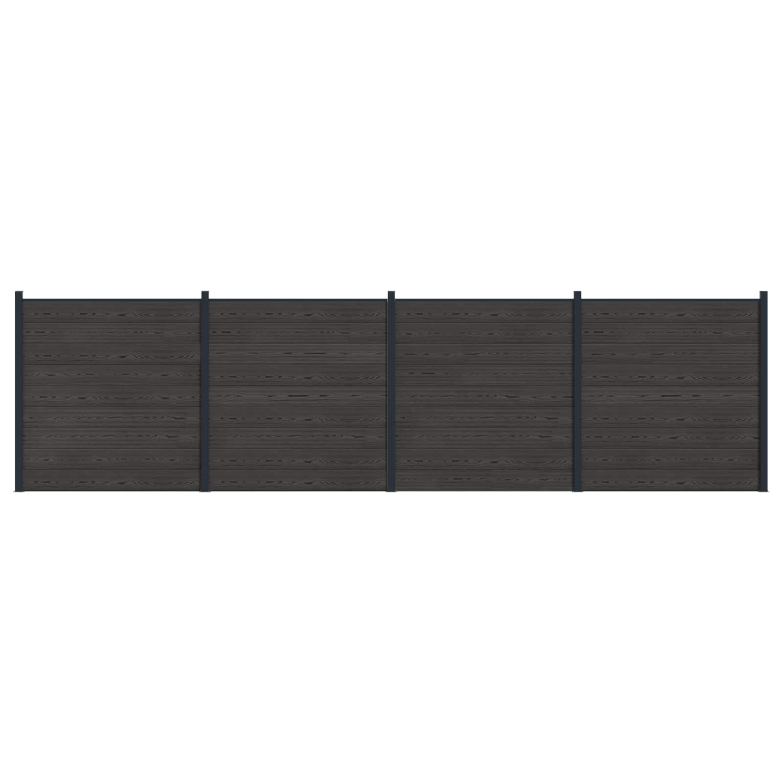 vidaXL Panou de Gardă 4 pcs WPC și Aluminiu Negru
