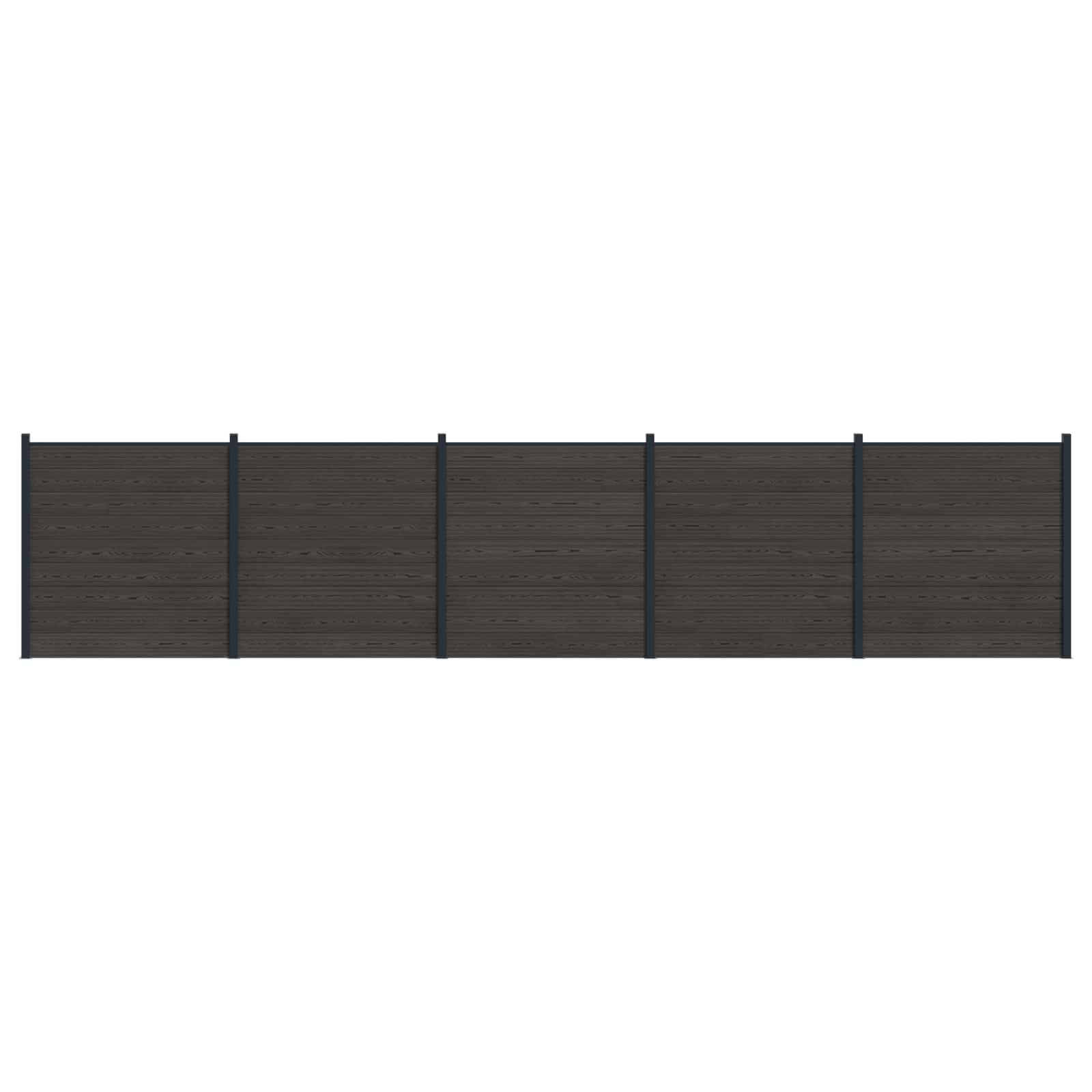 vidaXL Panou de Gardă 5 pcs WPC și Aluminiu Negru