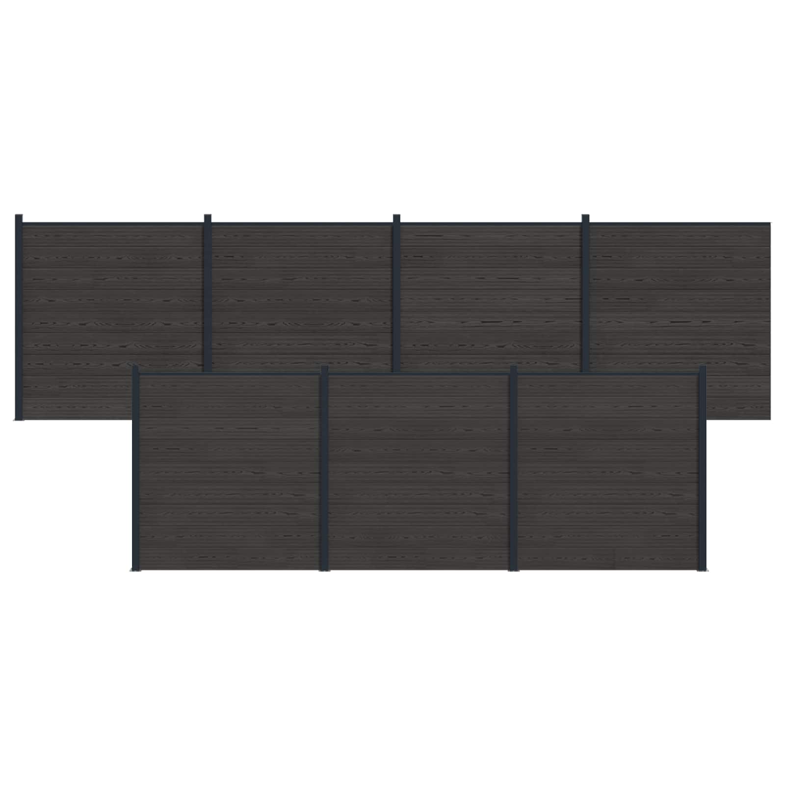 vidaXL Panou de Gardă 7 pcs WPC și Aluminiu Negru