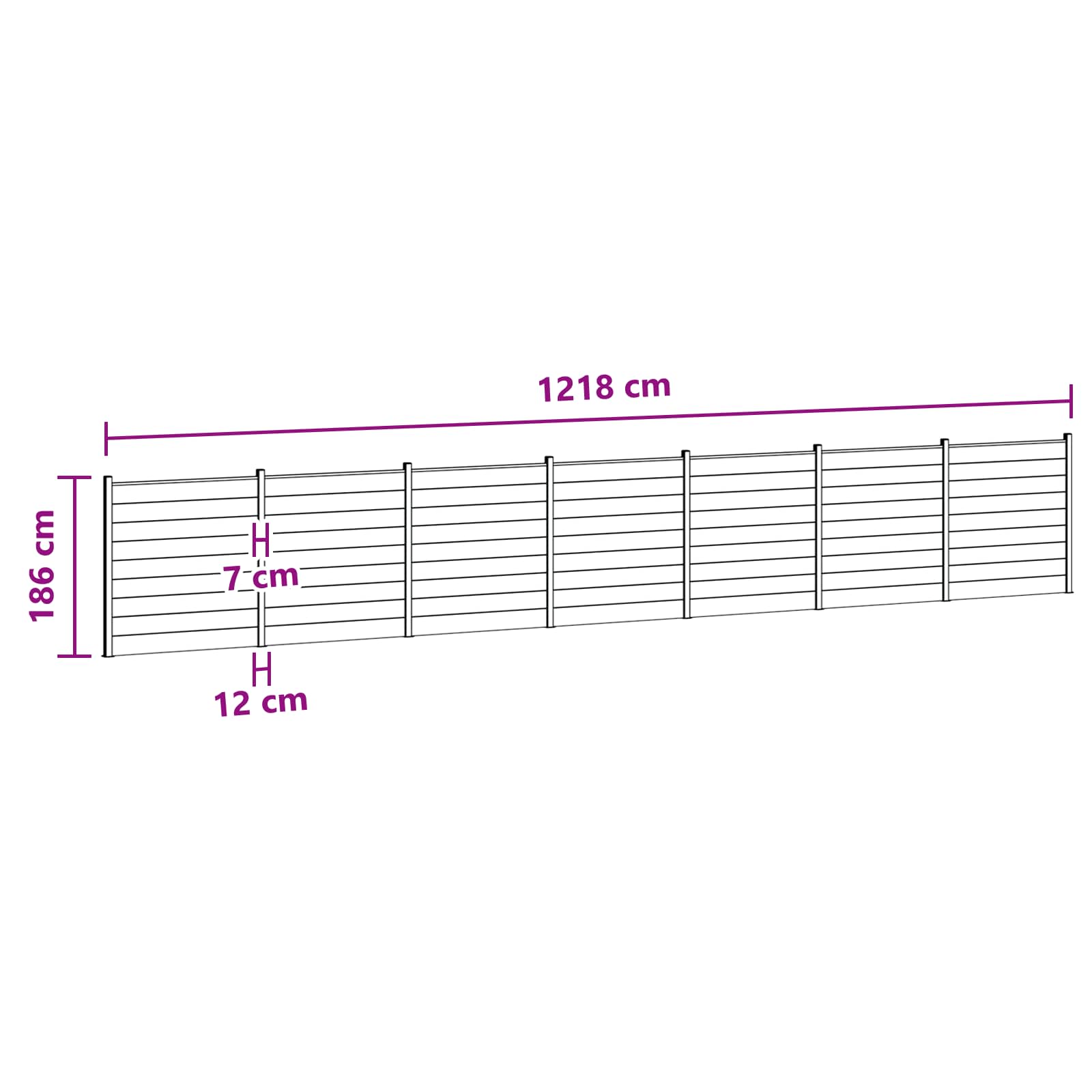 vidaXL Plošča ograje 7 pcs WPC in aluminij Črna - slika 8