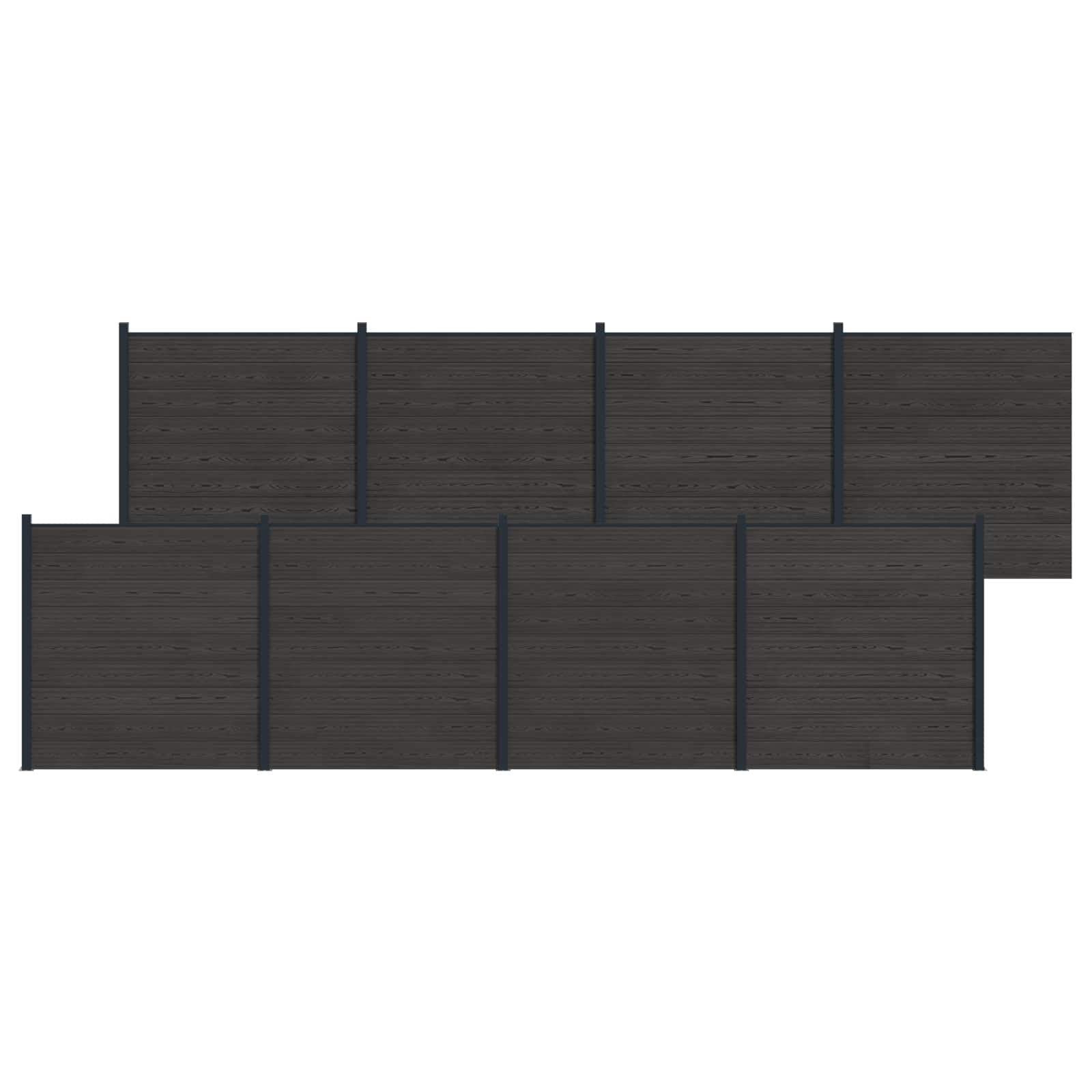 vidaXL Panou de Gardă 8 pcs WPC și Aluminiu Negru