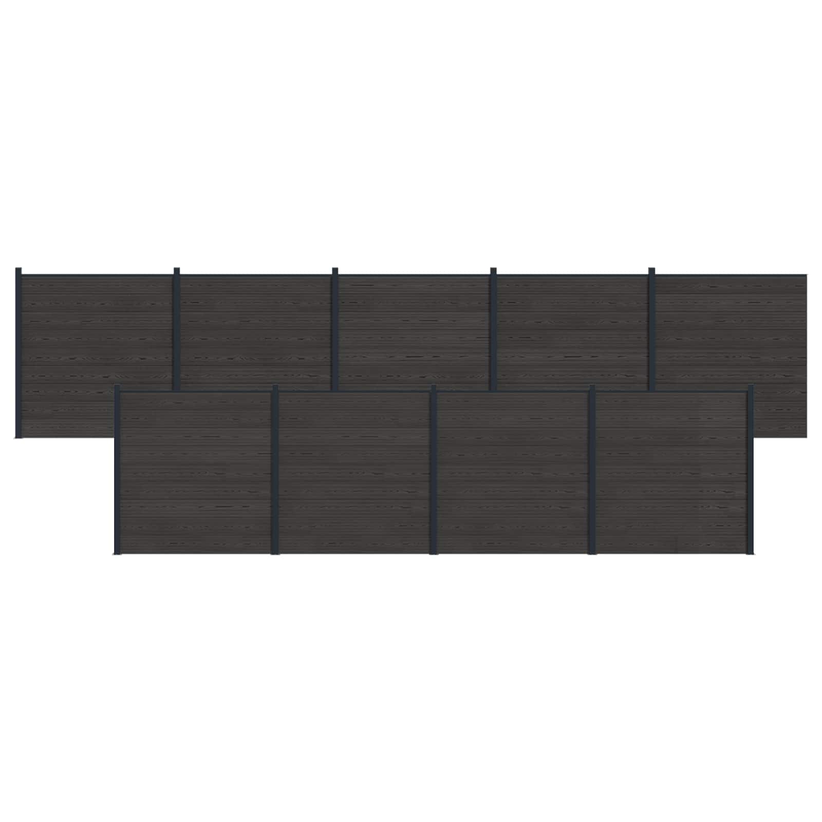 vidaXL Panou de Gardă 9 pcs WPC și Aluminiu Negru