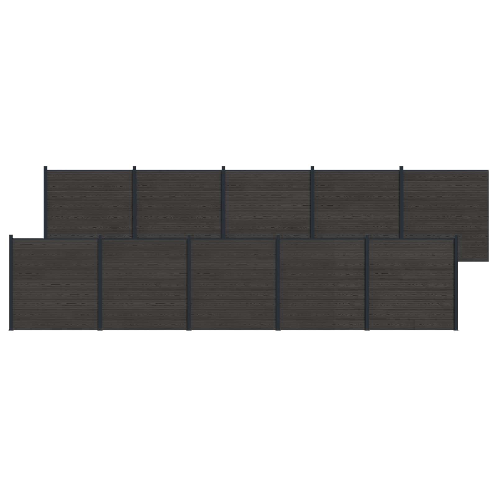 vidaXL Panou de Gardă 10 pcs WPC și Aluminiu Negru