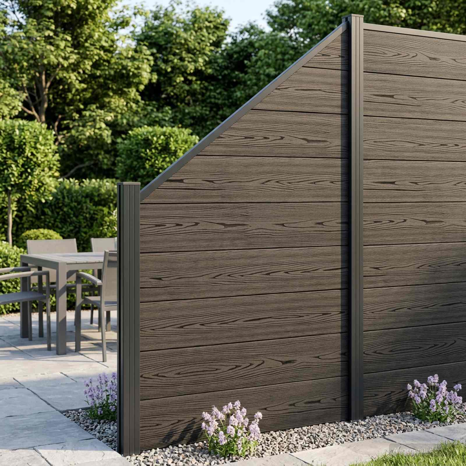 Hekpaneel WPC en Aluminium Zwart – afbeelding 1