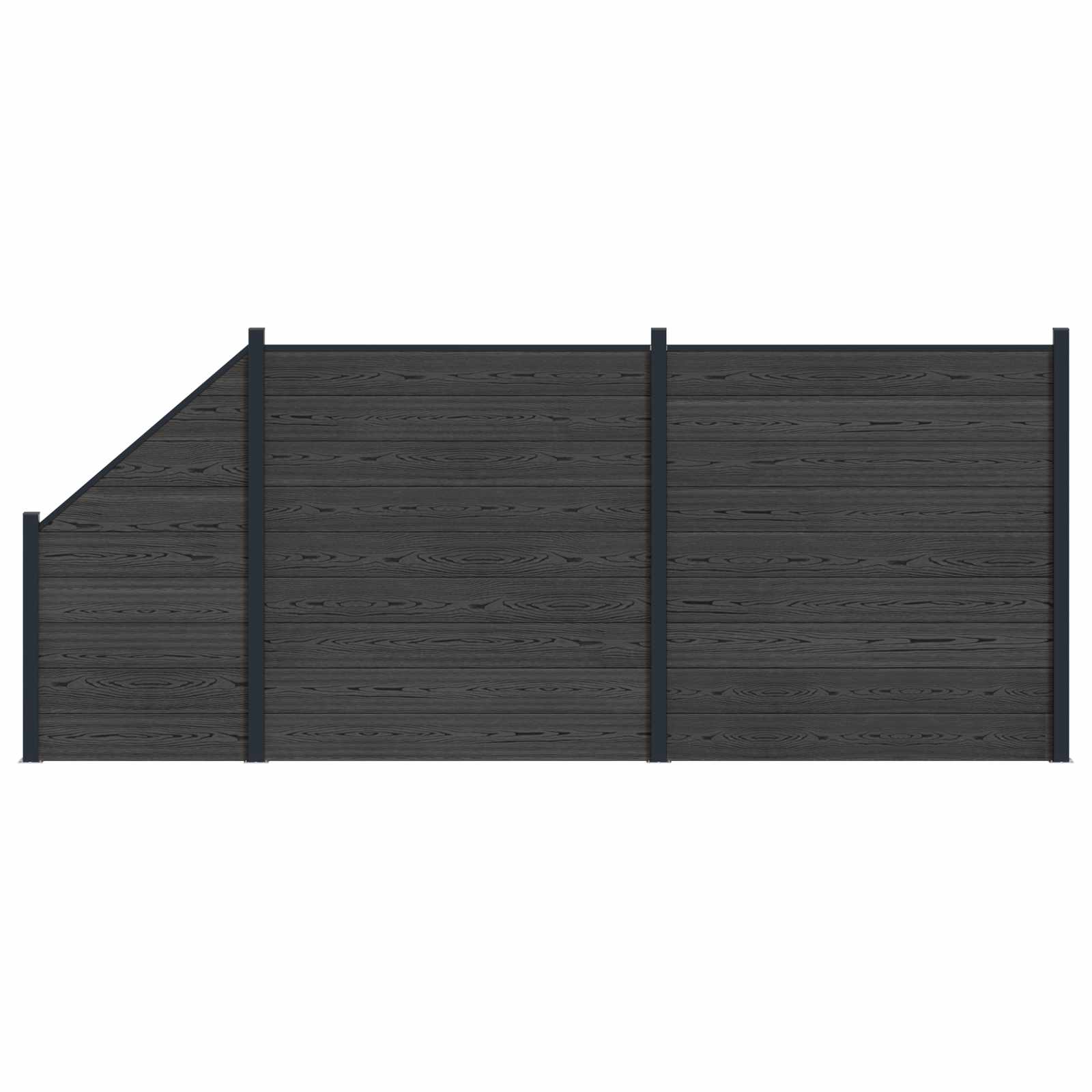 vidaXL Panou de Gardă 3 pcs WPC și Aluminiu Negru
