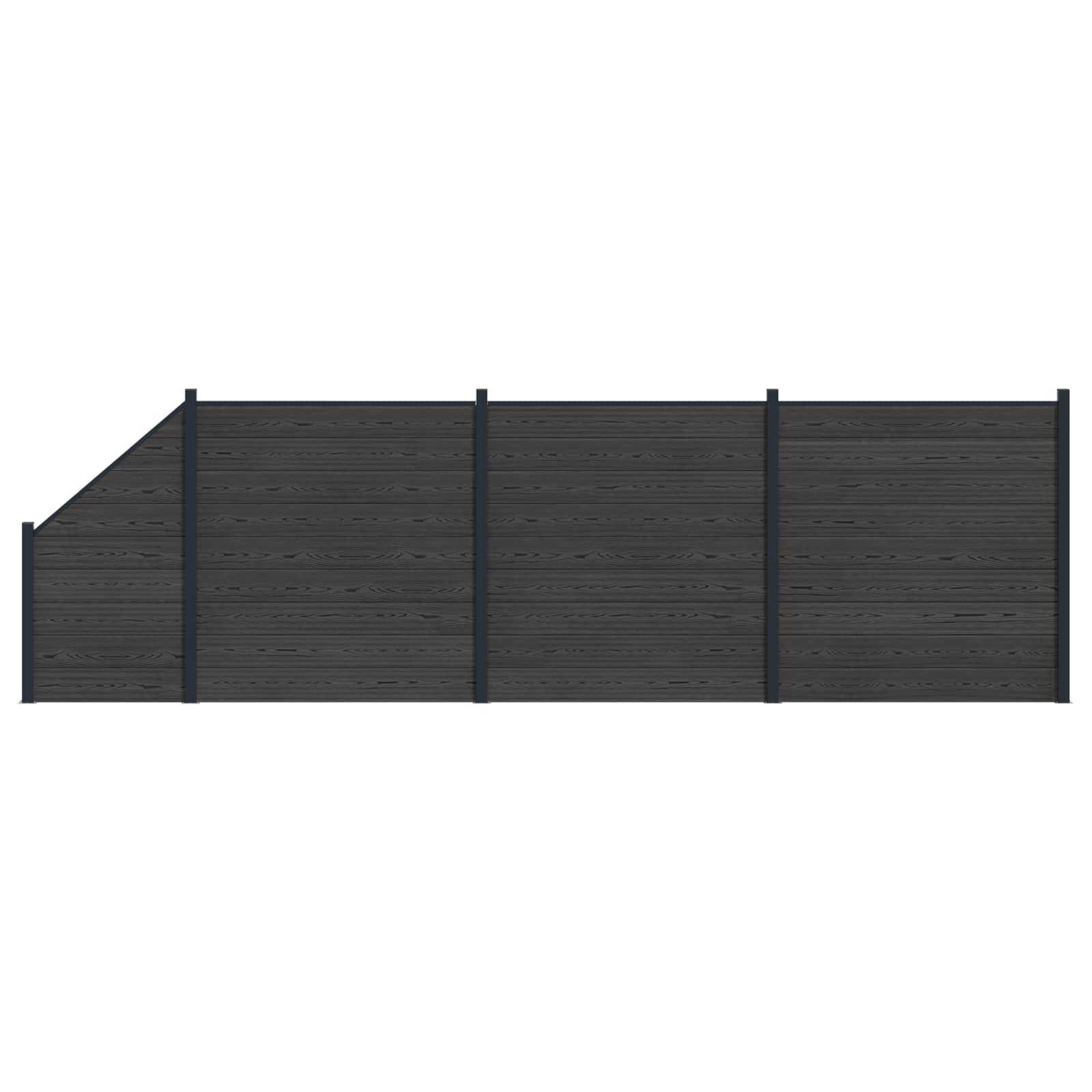 vidaXL Panou de Gardă 4 pcs WPC și Aluminiu Negru
