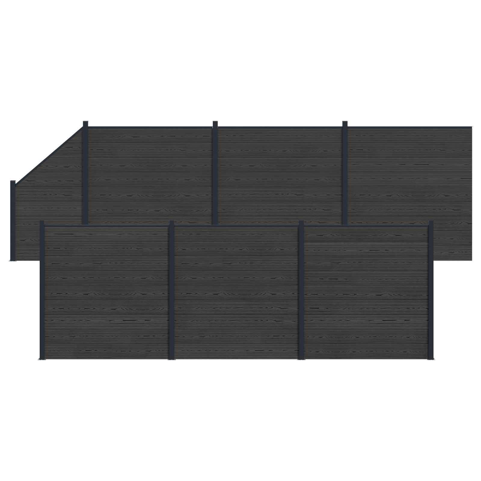 vidaXL Panou de Gardă 7 pcs WPC și Aluminiu Negru