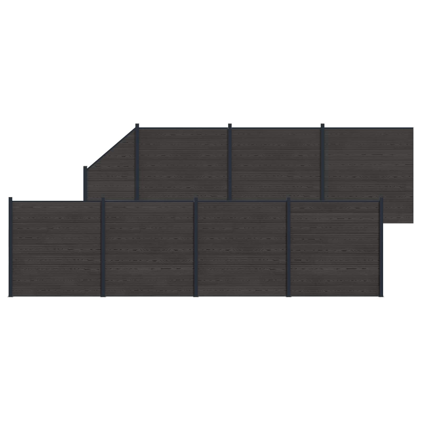vidaXL Panou de Gardă 8 pcs WPC și Aluminiu Negru