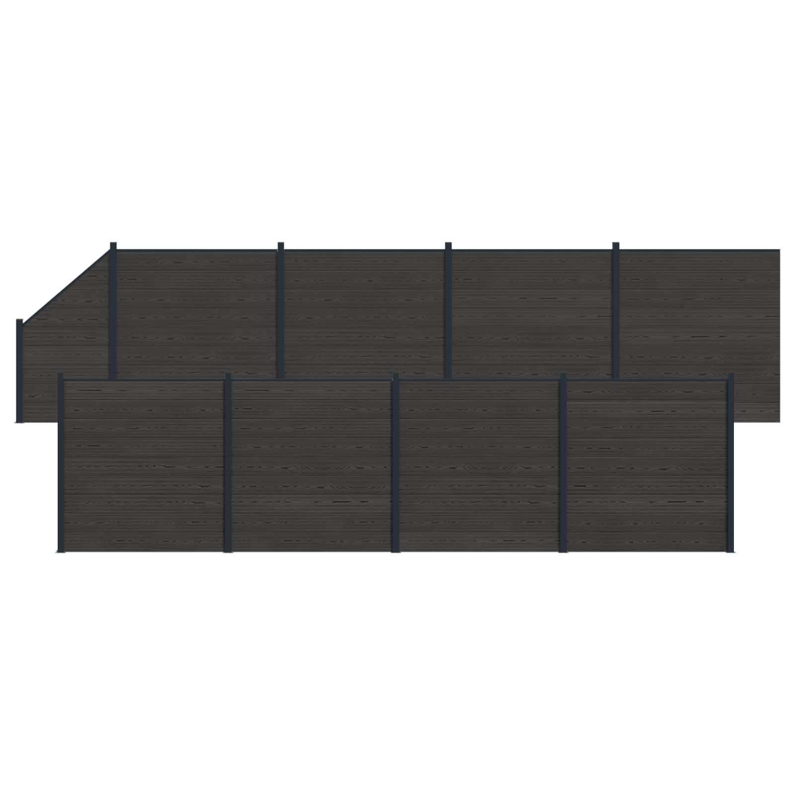 vidaXL Panou de Gardă 9 pcs WPC și Aluminiu Negru