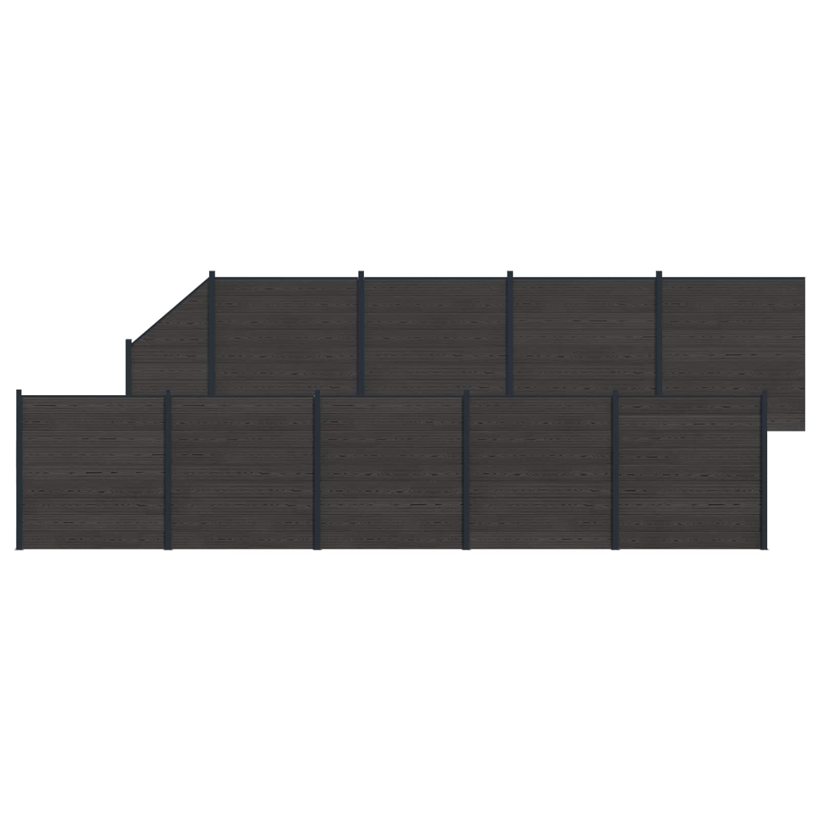 vidaXL Panou de Gardă 10 pcs WPC și Aluminiu Negru