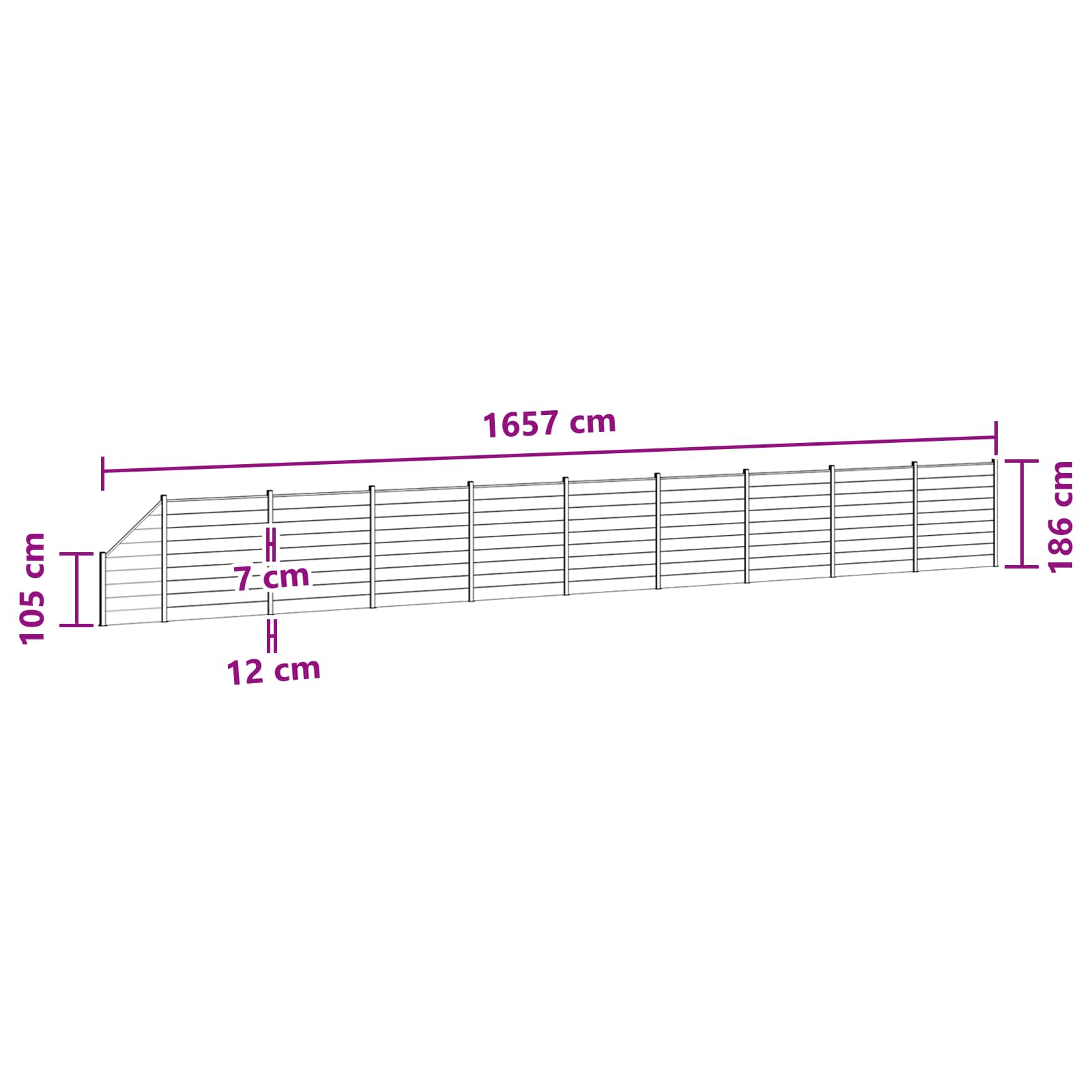 Komplet ograj 10 pcs 1657 x 186 cm WPC in aluminij Črna - slika 12