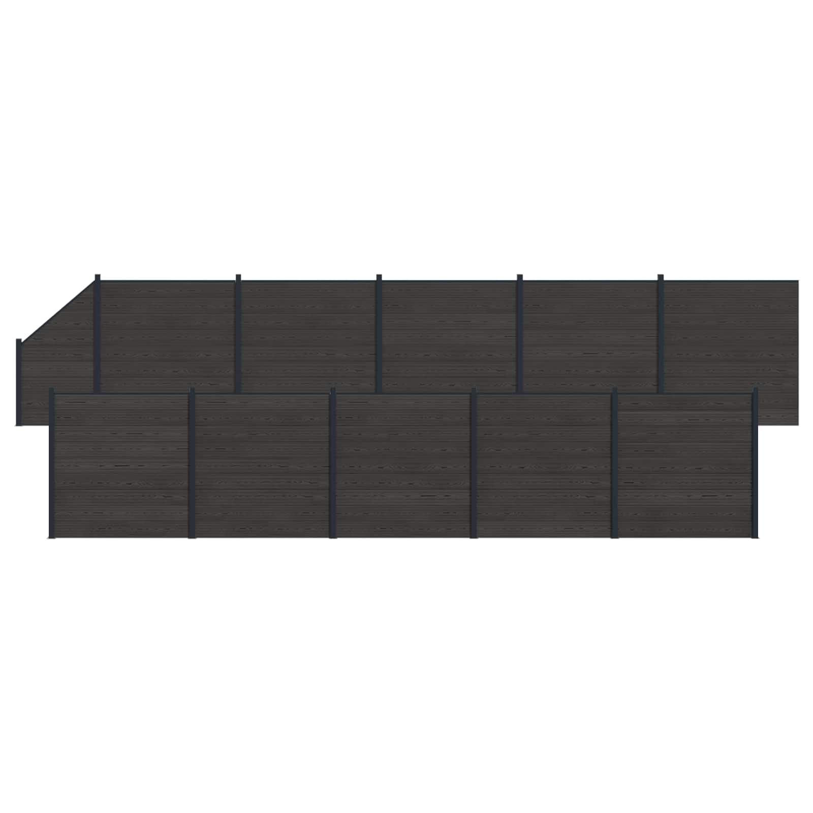 vidaXL Panou de Gardă 11 pcs WPC și Aluminiu Negru