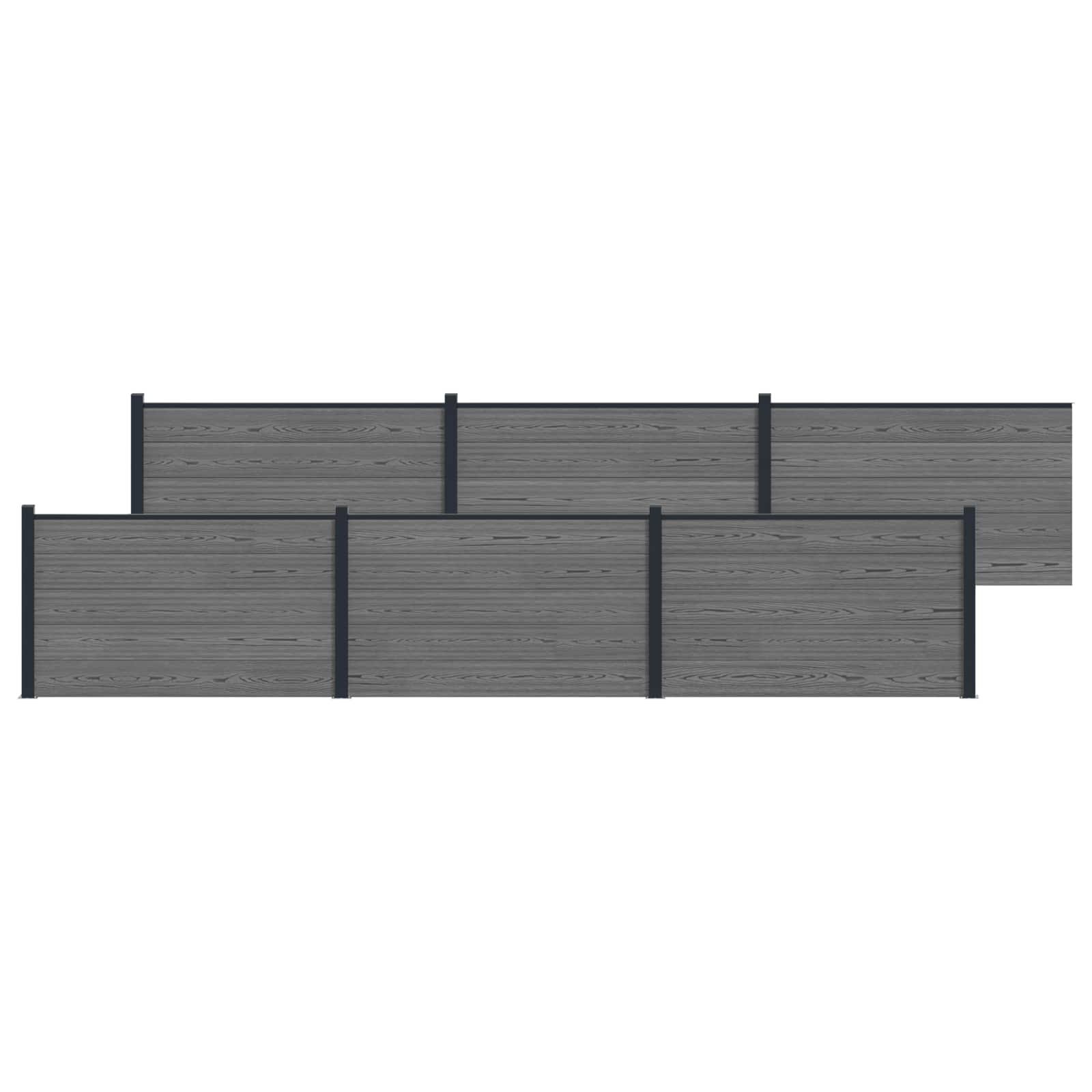 vidaXL Panou de Gardă 6 pcs WPC și Aluminiu Gri