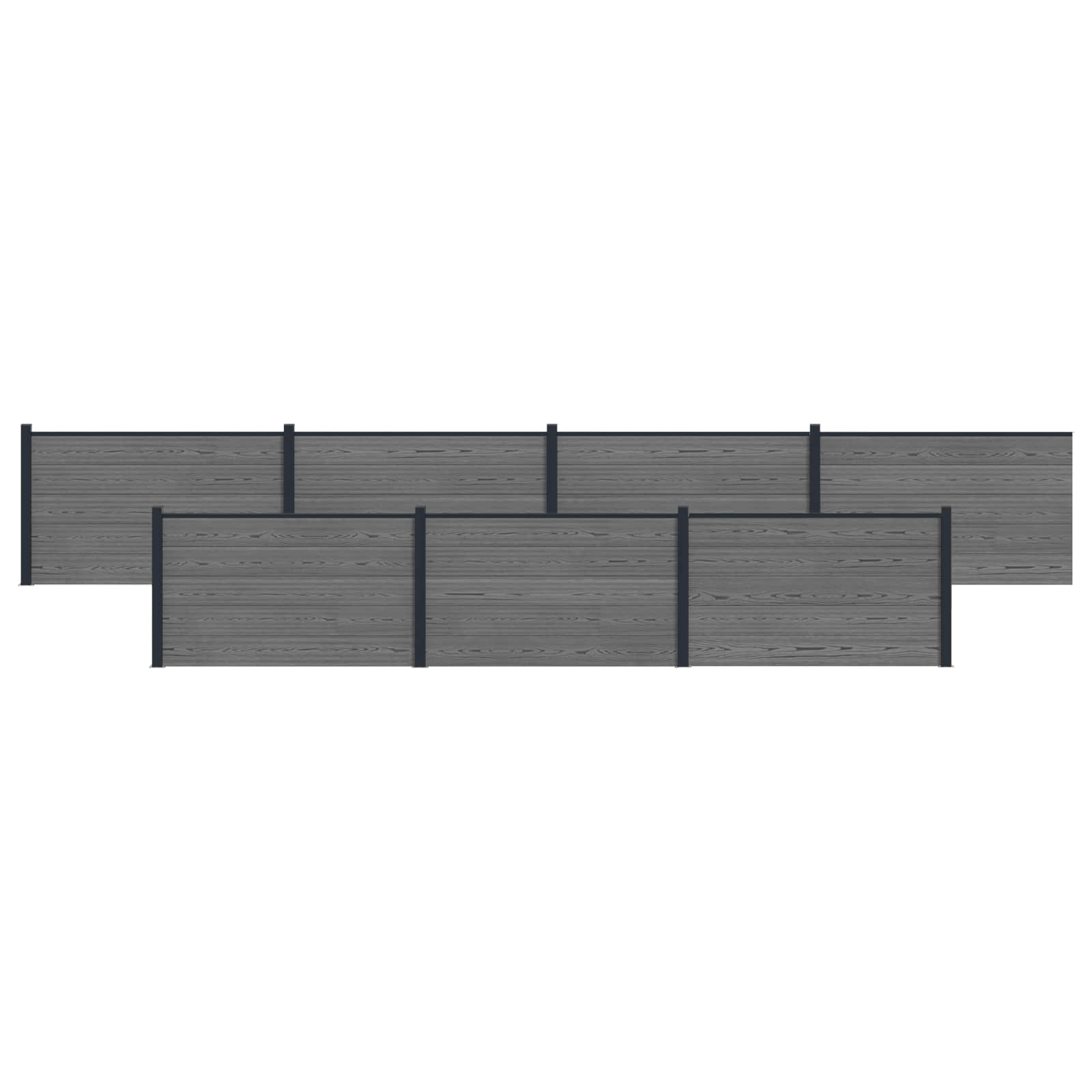 vidaXL Panou de Gardă 7 pcs WPC și Aluminiu Gri
