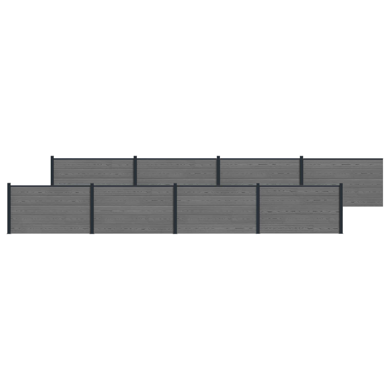 vidaXL Panou de Gardă 8 pcs WPC și Aluminiu Gri