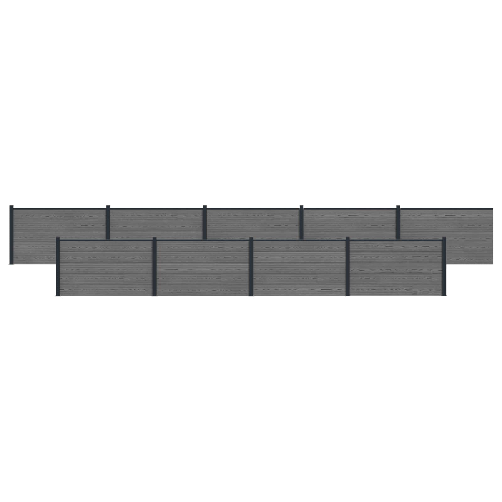 vidaXL Panou de Gardă 9 pcs WPC și Aluminiu Gri