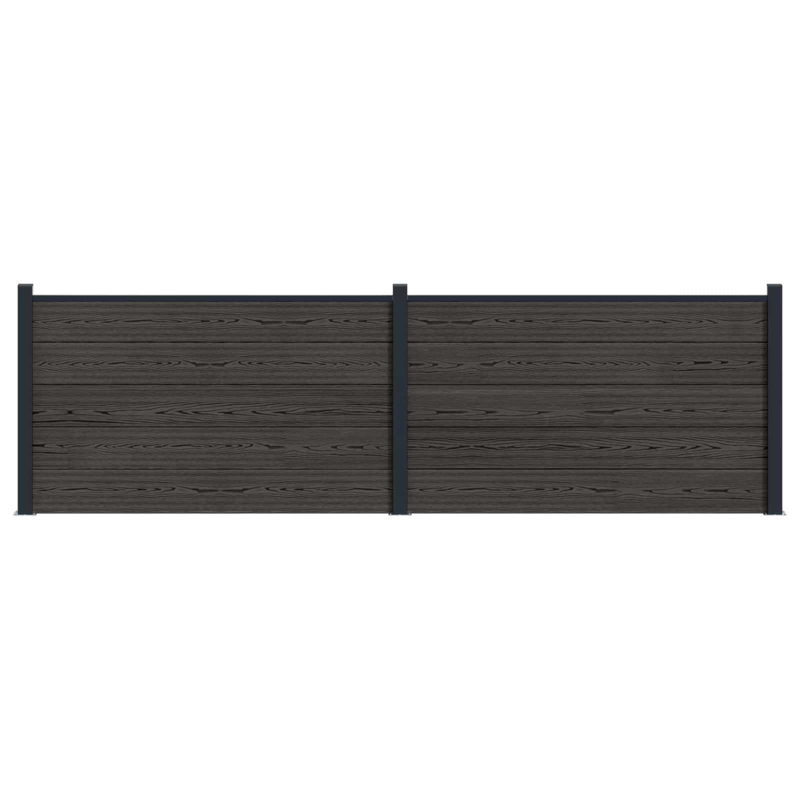 vidaXL Panou de Gardă 2 pcs WPC și Aluminiu Negru