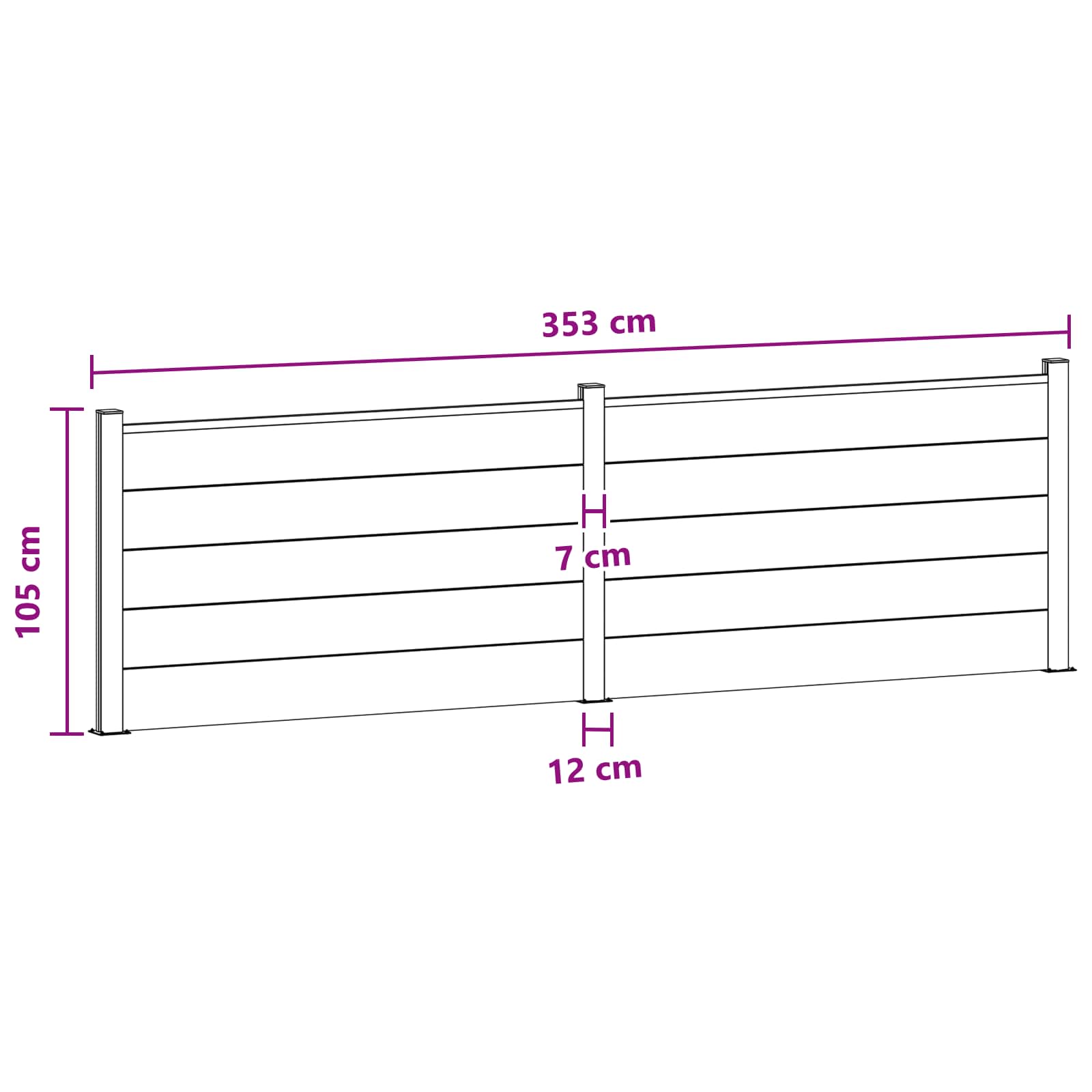 Plotový panel 2 pcs WPC a hliník Černá - obrázek 8