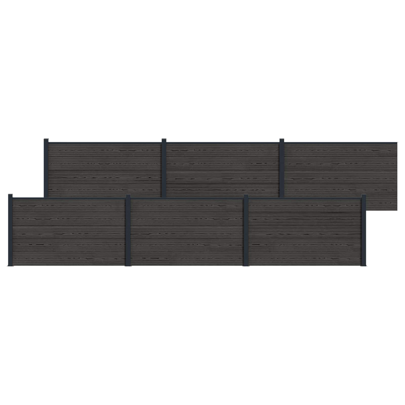 vidaXL Panou de Gardă 6 pcs WPC și Aluminiu Negru