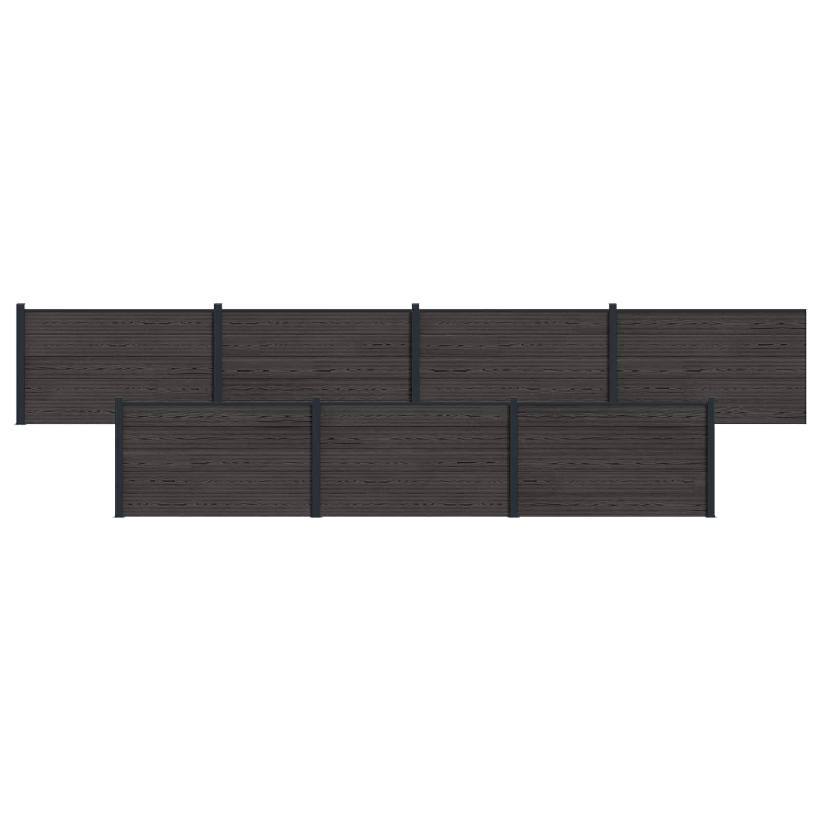 vidaXL Panou de Gardă 7 pcs WPC și Aluminiu Negru