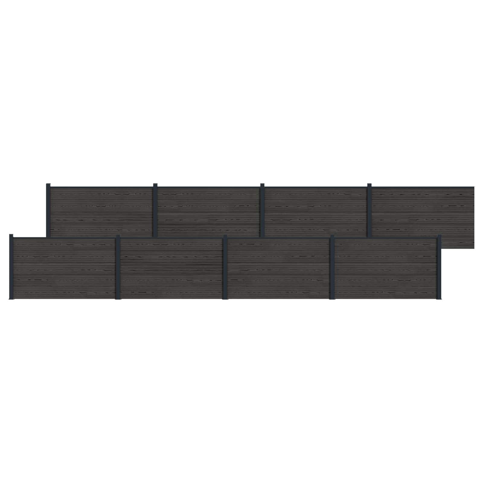 vidaXL Panou de Gardă 8 pcs WPC și Aluminiu Negru