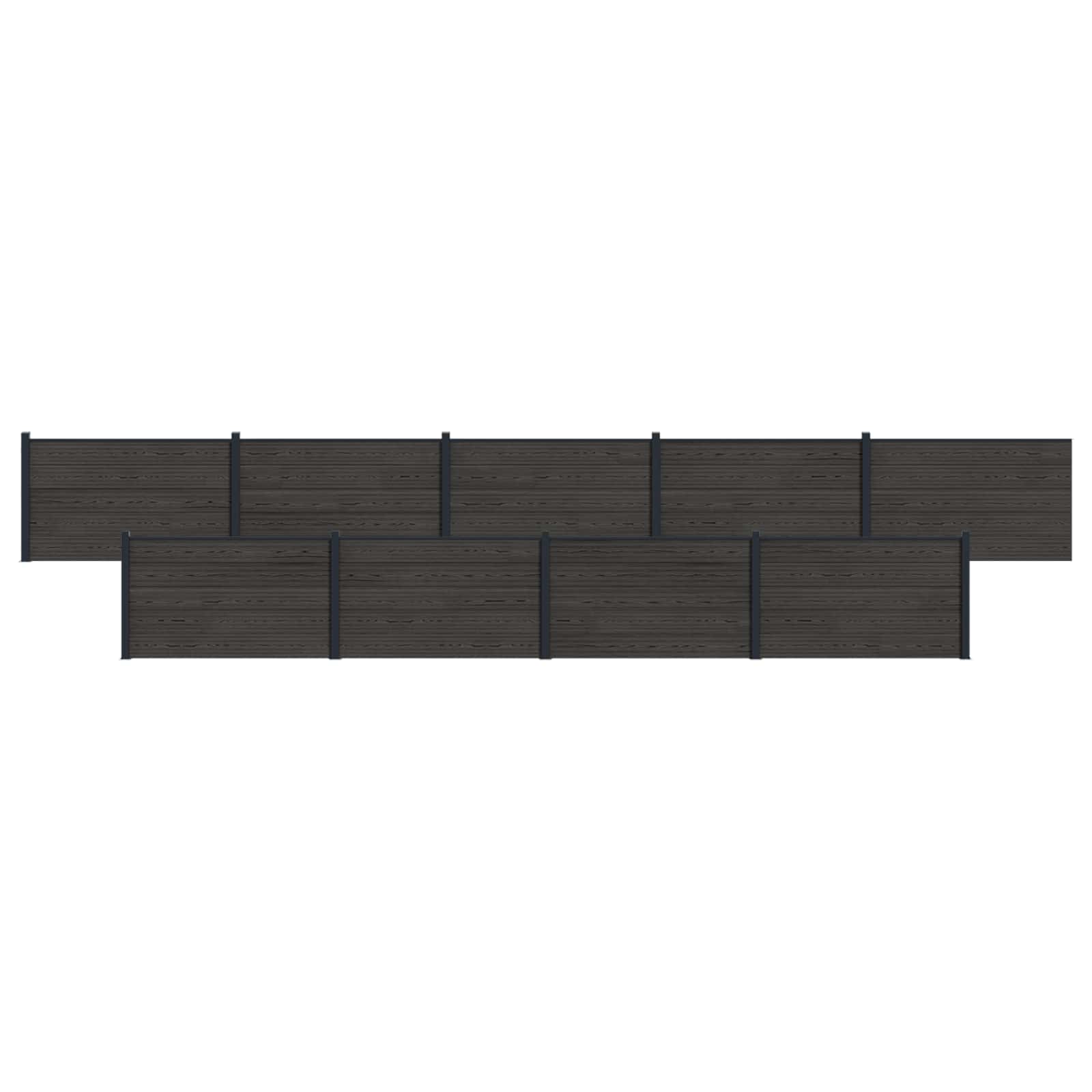 vidaXL Panou de Gardă 9 pcs WPC și Aluminiu Negru