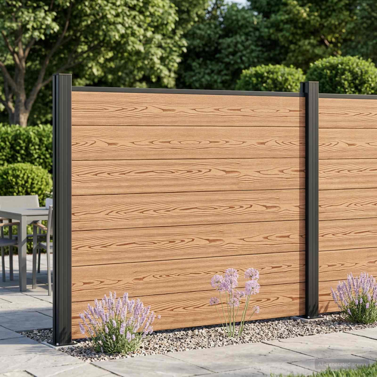 Hekpaneel WPC en Aluminium Bruin – afbeelding 1