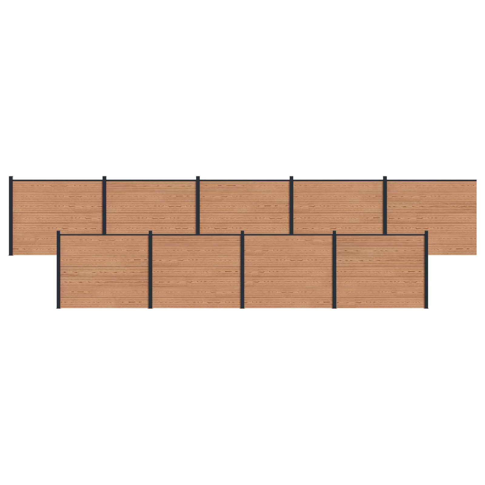 vidaXL Panou de Gardă 9 pcs WPC și Aluminiu Maro