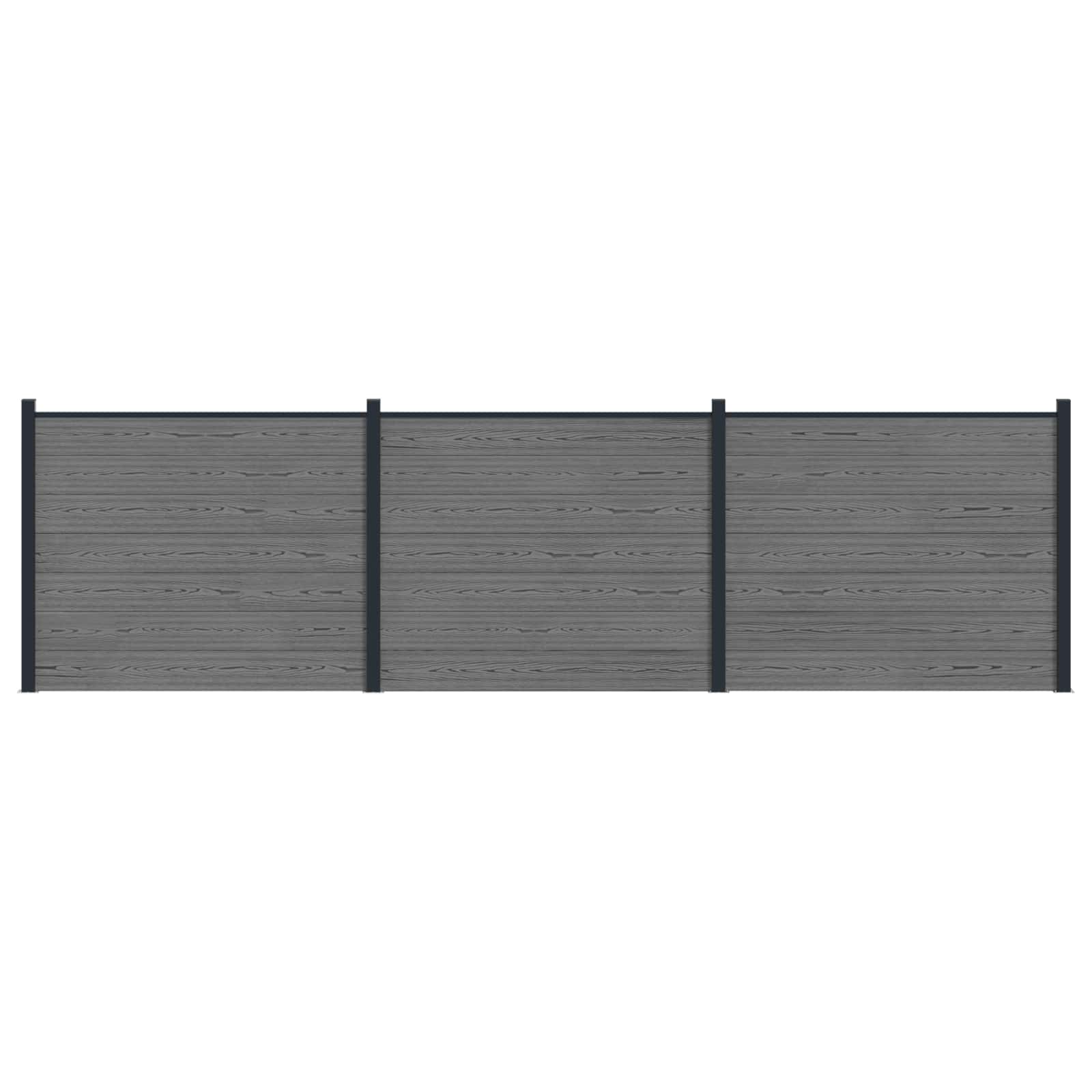 vidaXL Panou de Gardă 3 pcs WPC și Aluminiu Gri