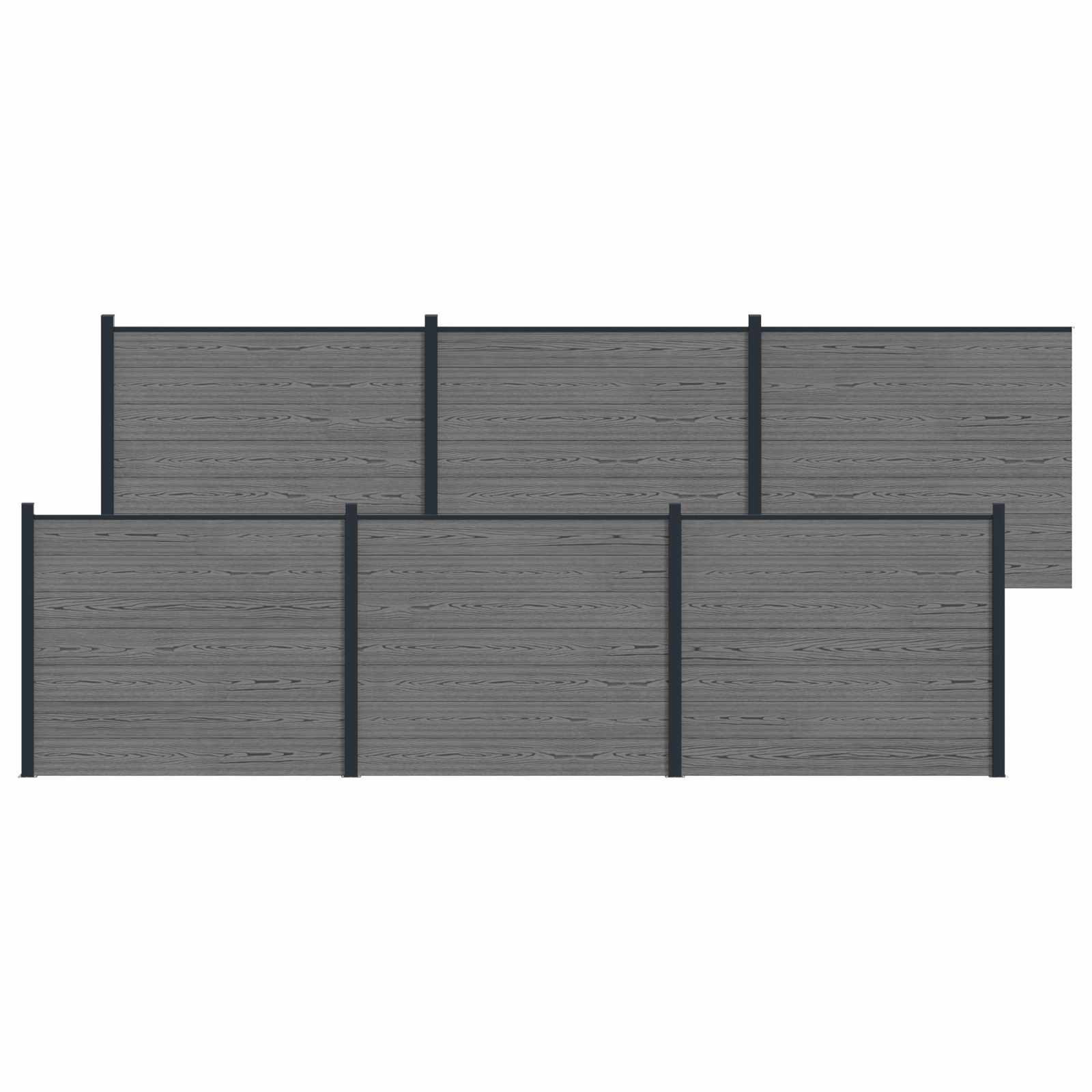 vidaXL Panou de Gardă 6 pcs WPC și Aluminiu Gri