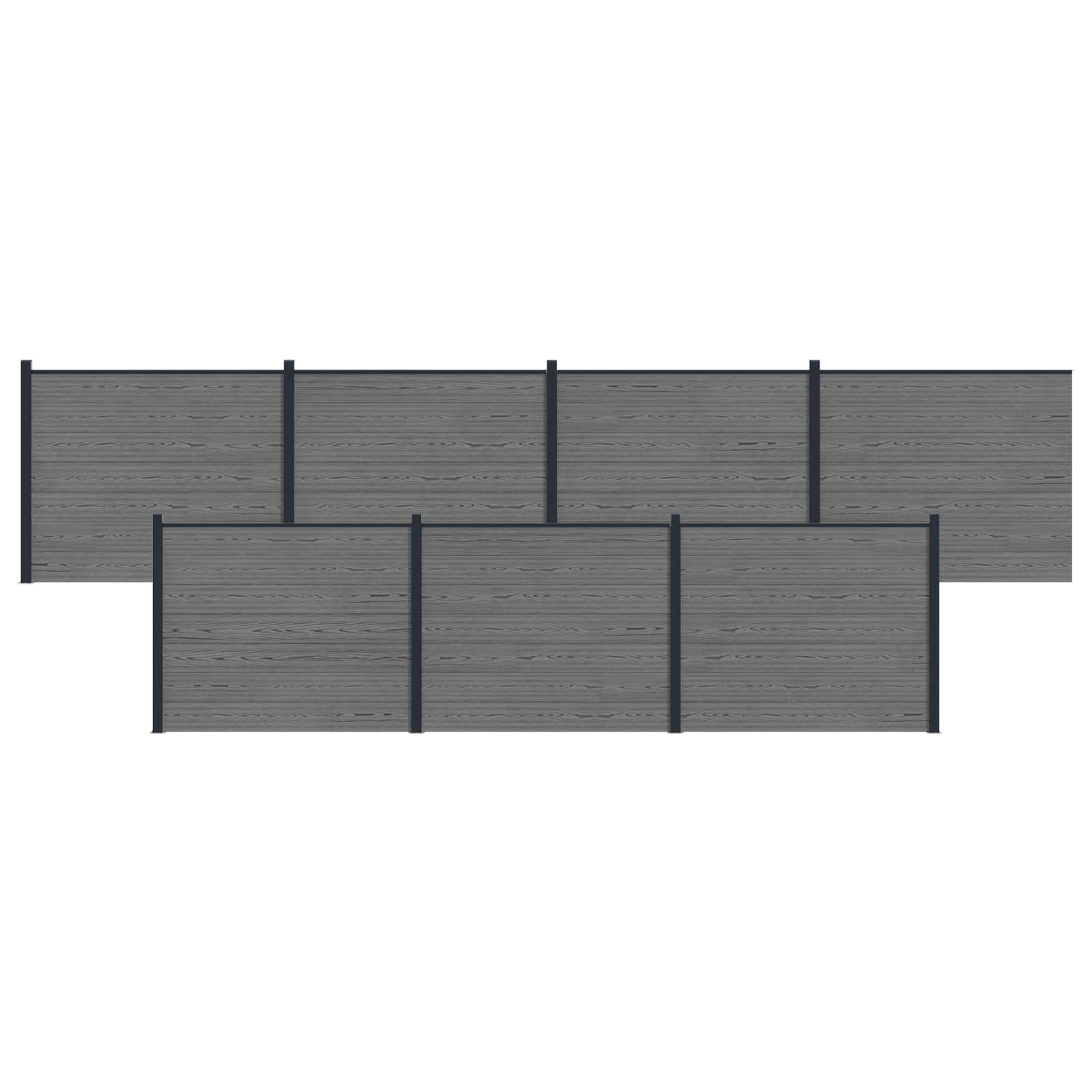 vidaXL Panou de Gardă 7 pcs WPC și Aluminiu Gri