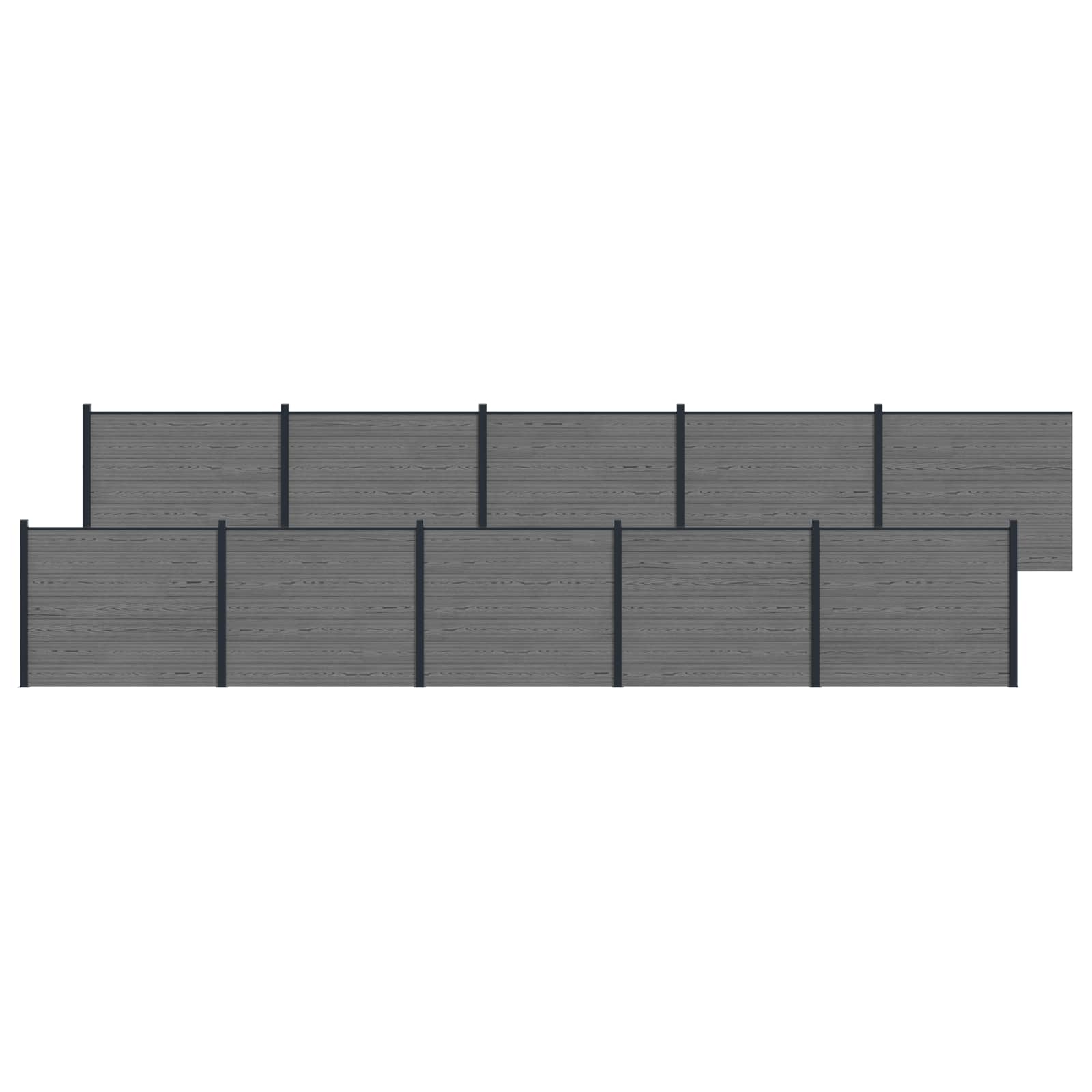 vidaXL Panou de Gardă 10 pcs WPC și Aluminiu Gri