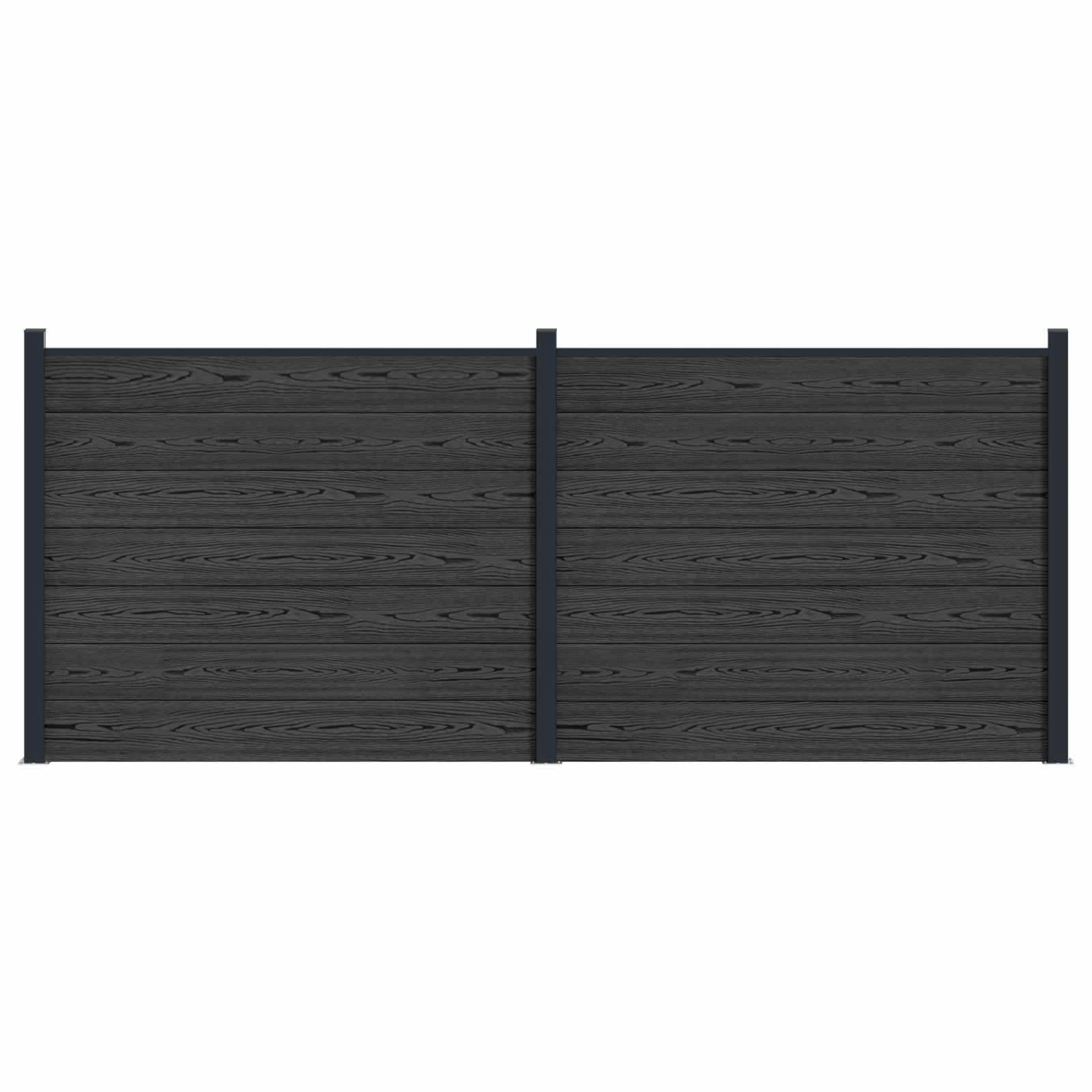vidaXL Panou de Gardă 2 pcs WPC și Aluminiu Negru