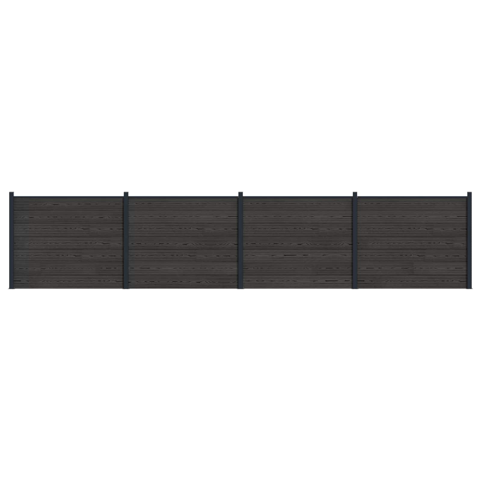 vidaXL Panou de Gardă 4 pcs WPC și Aluminiu Negru