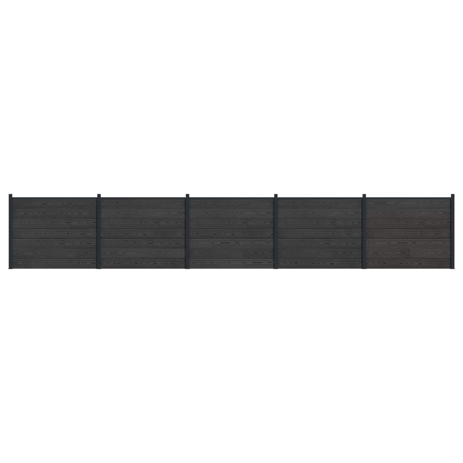 vidaXL Panou de Gardă 5 pcs WPC și Aluminiu Negru