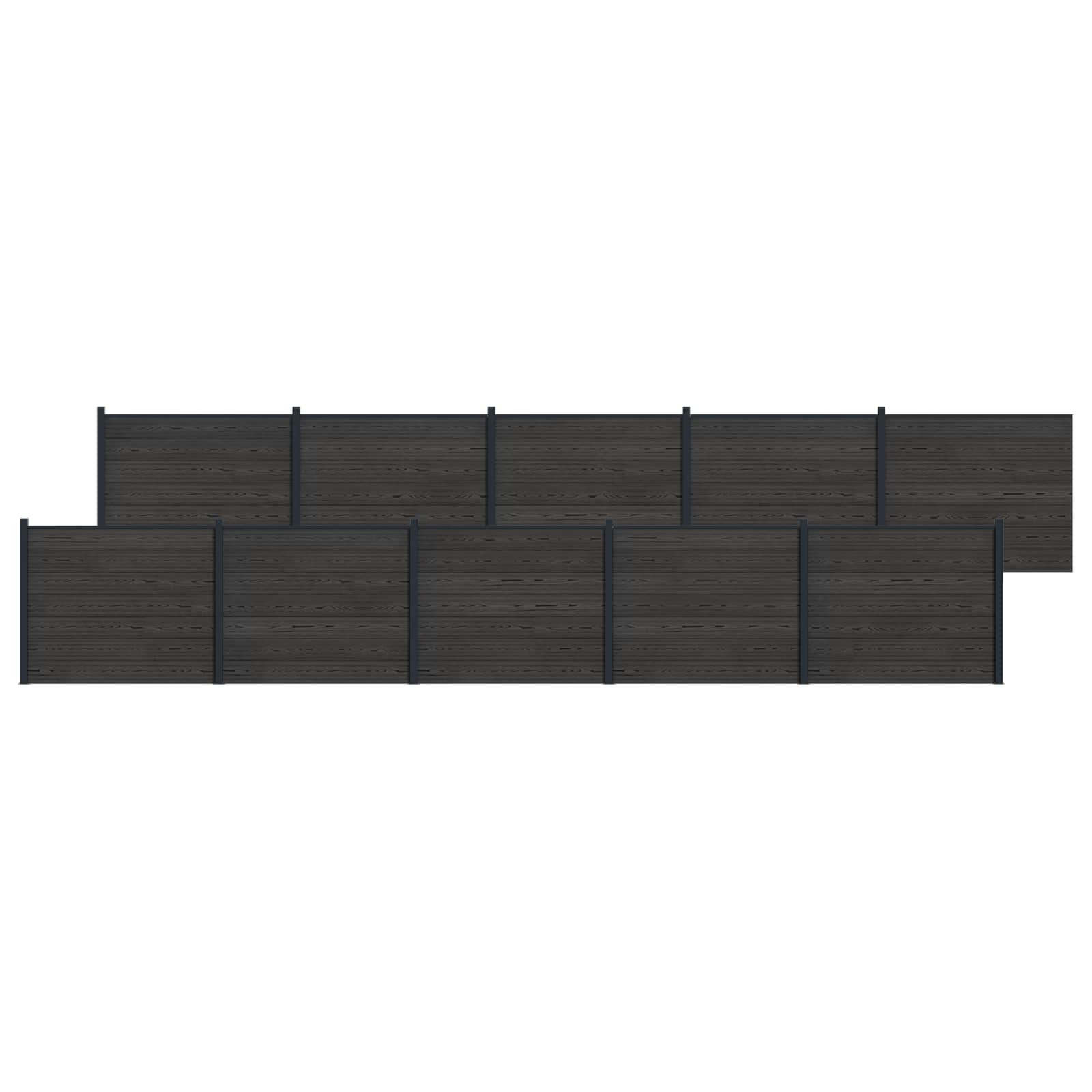 vidaXL Panou de Gardă 10 pcs WPC și Aluminiu Negru