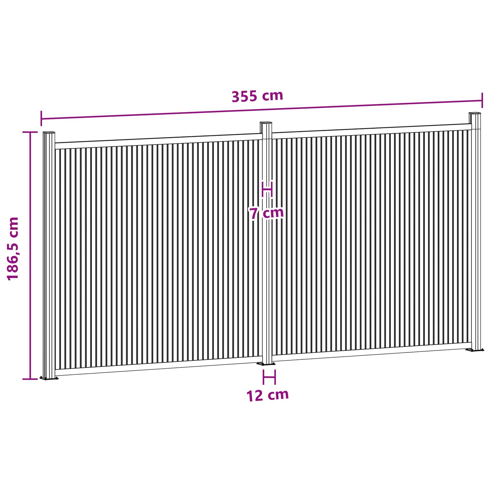 Plotový panel 2 pcs WPC a hliník Černá - obrázek 5
