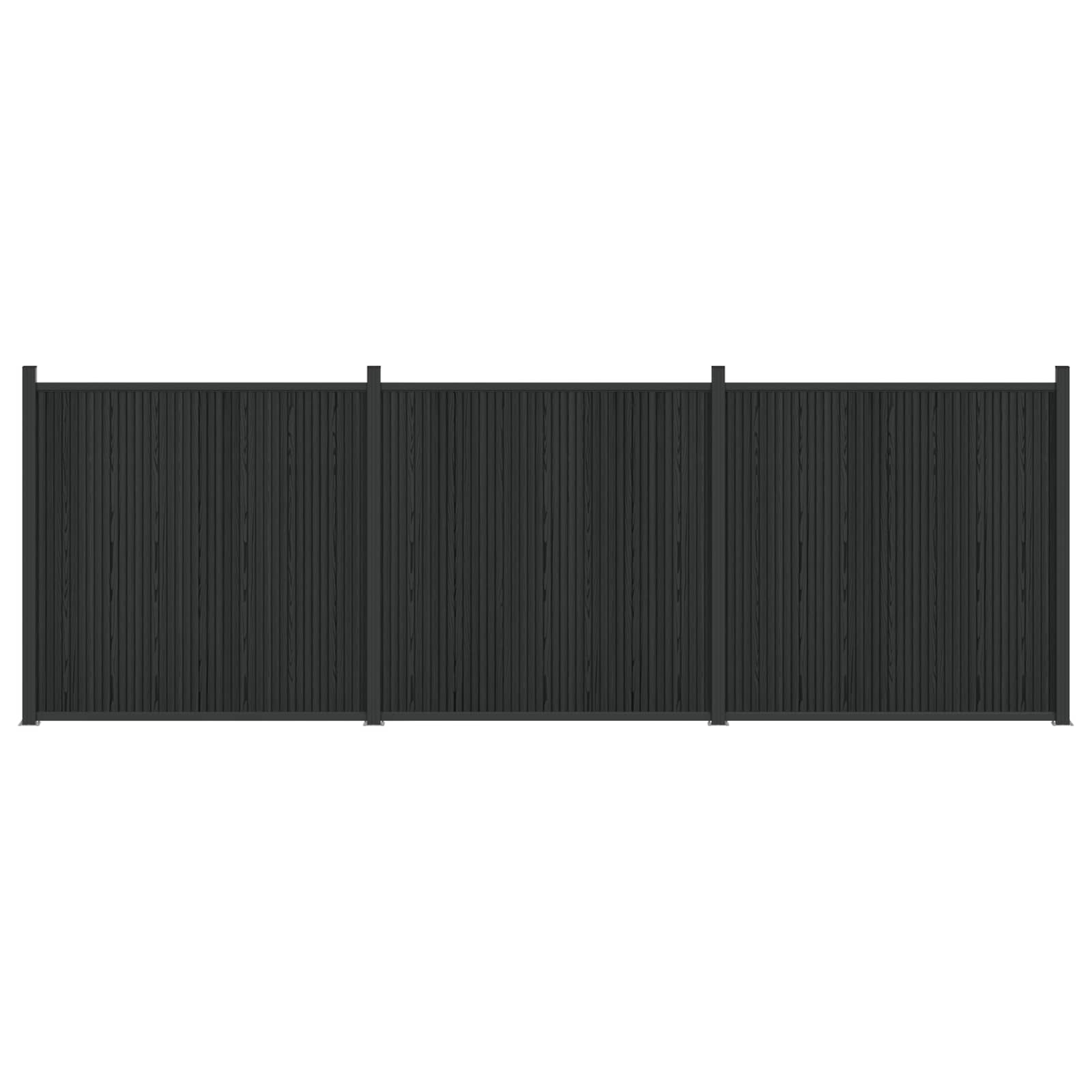 vidaXL Panou de Gardă 3 pcs WPC și Aluminiu Negru