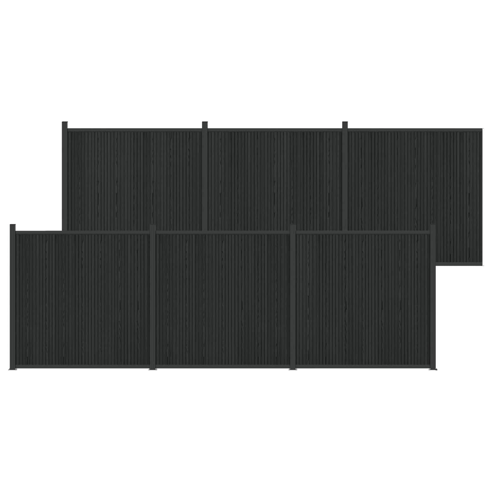 vidaXL Panou de Gardă 6 pcs WPC și Aluminiu Negru