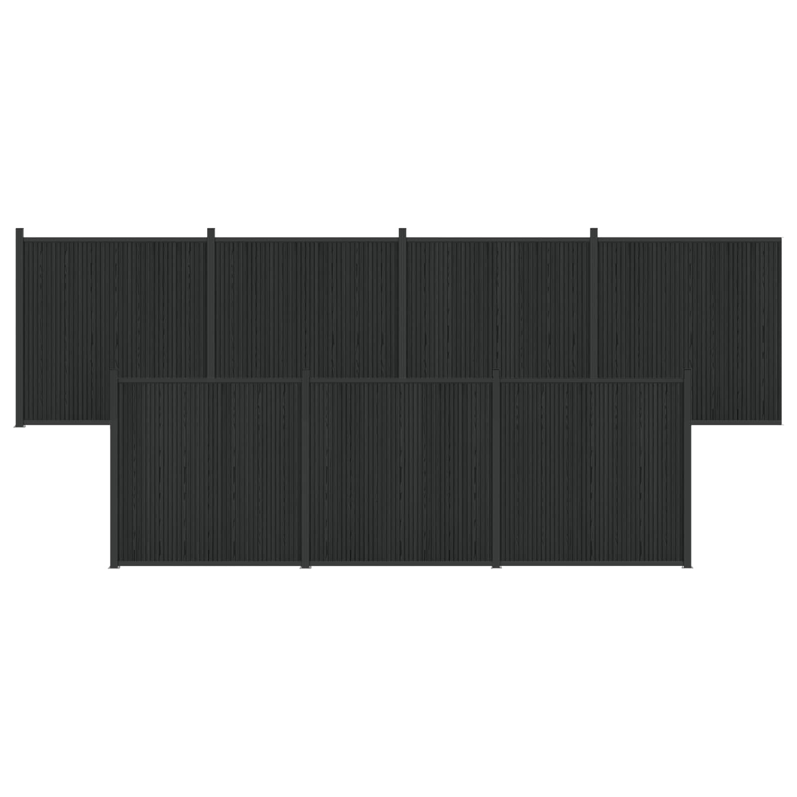 vidaXL Panou de Gardă 7 pcs WPC și Aluminiu Negru