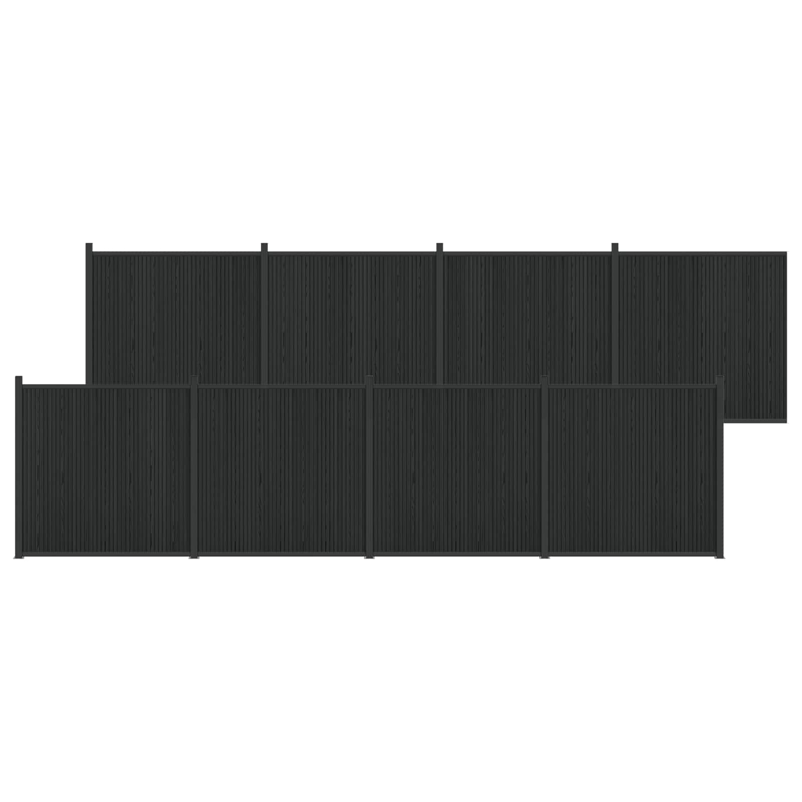 vidaXL Panou de Gardă 8 pcs WPC și Aluminiu Negru