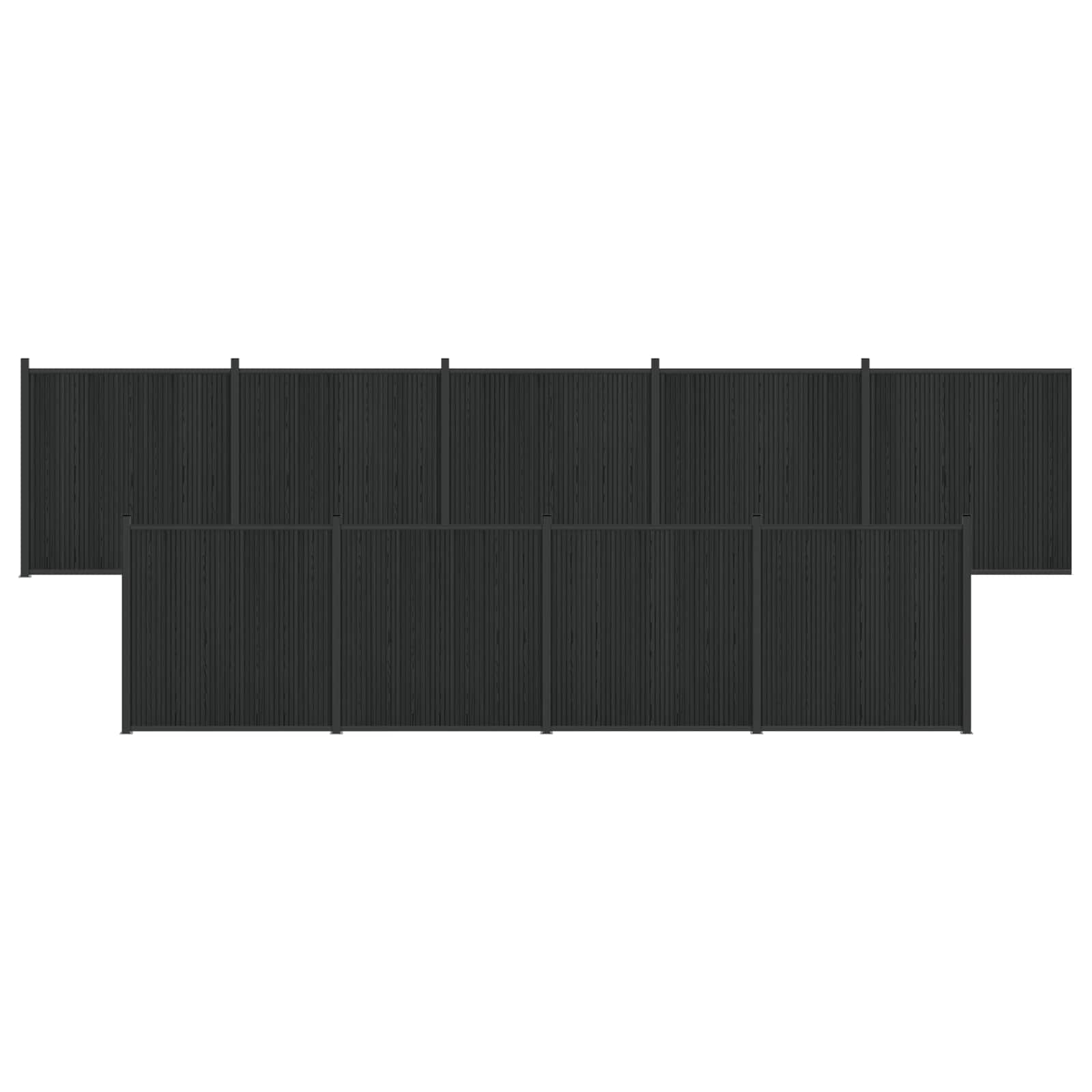 vidaXL Panou de Gardă 9 pcs WPC și Aluminiu Negru